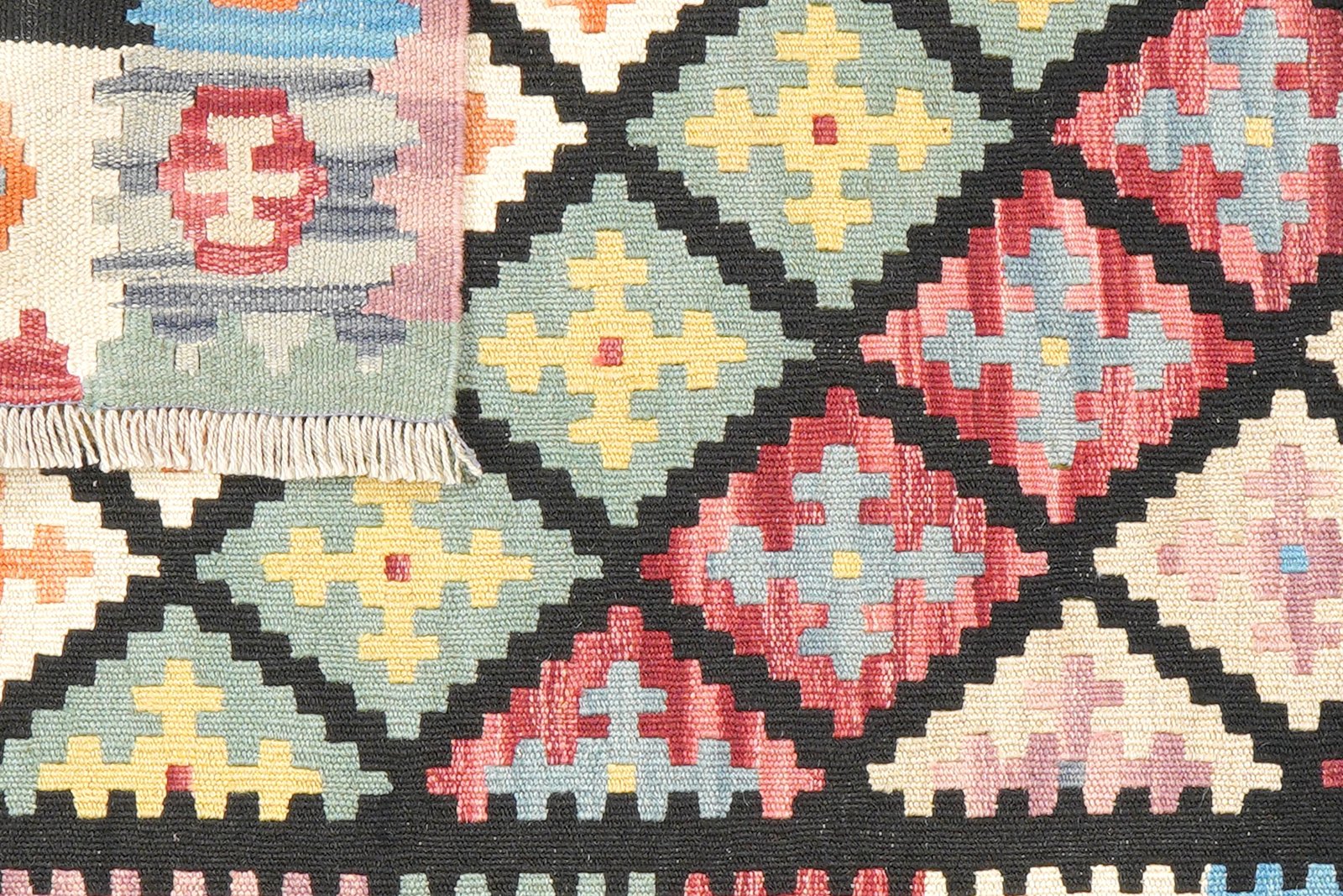 Kelim Gashgai — Handmade, 80x121 cm, Black, 100% Virgin Wool | View 6