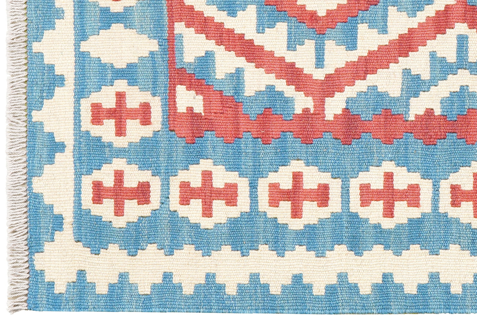 Kelim Gashgai — Handgefertigt, 122x84 cm, Blau, 100% Virgin Wool | View 4