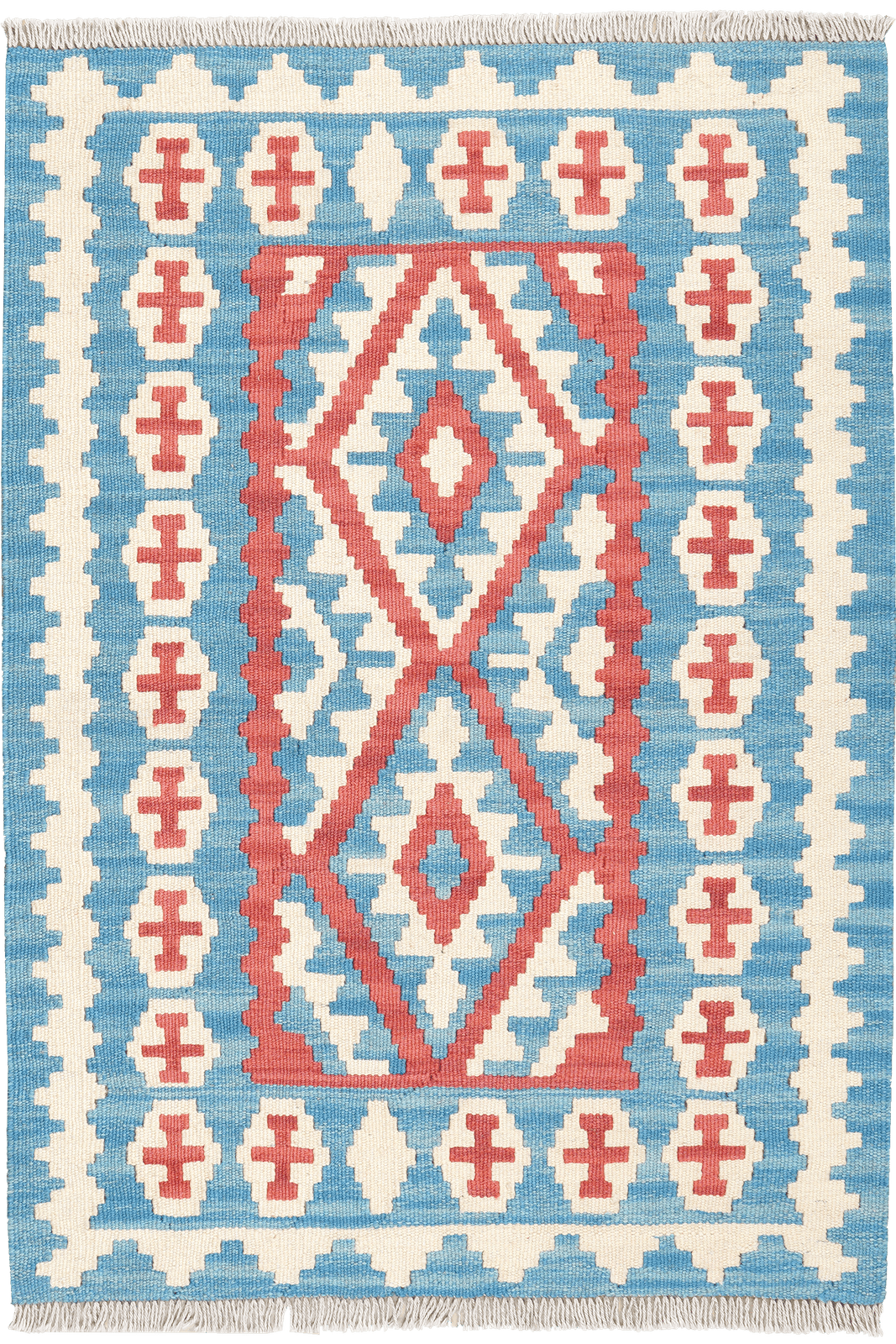 Kelim Gashgai — Handmade, 84x122 cm, Blue, 100% Virgin Wool | Main view
