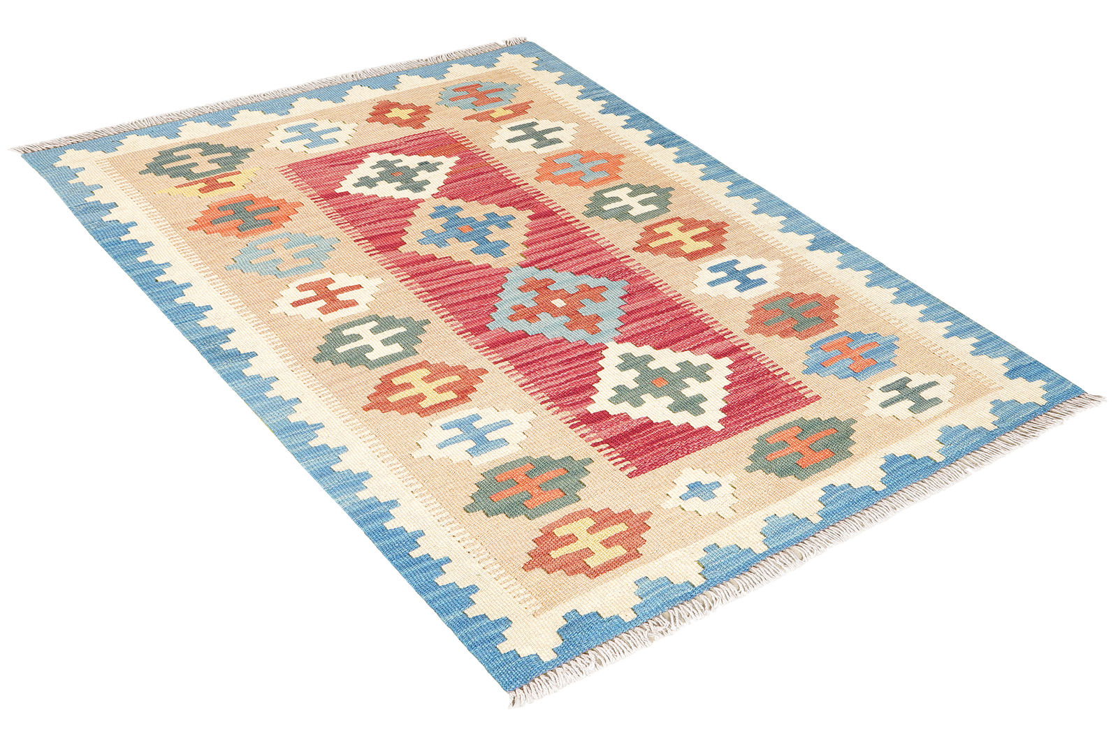 Kelim Gashgai — Handgefertigt, 125x85 cm, Beige, 100% Virgin Wool | View 5