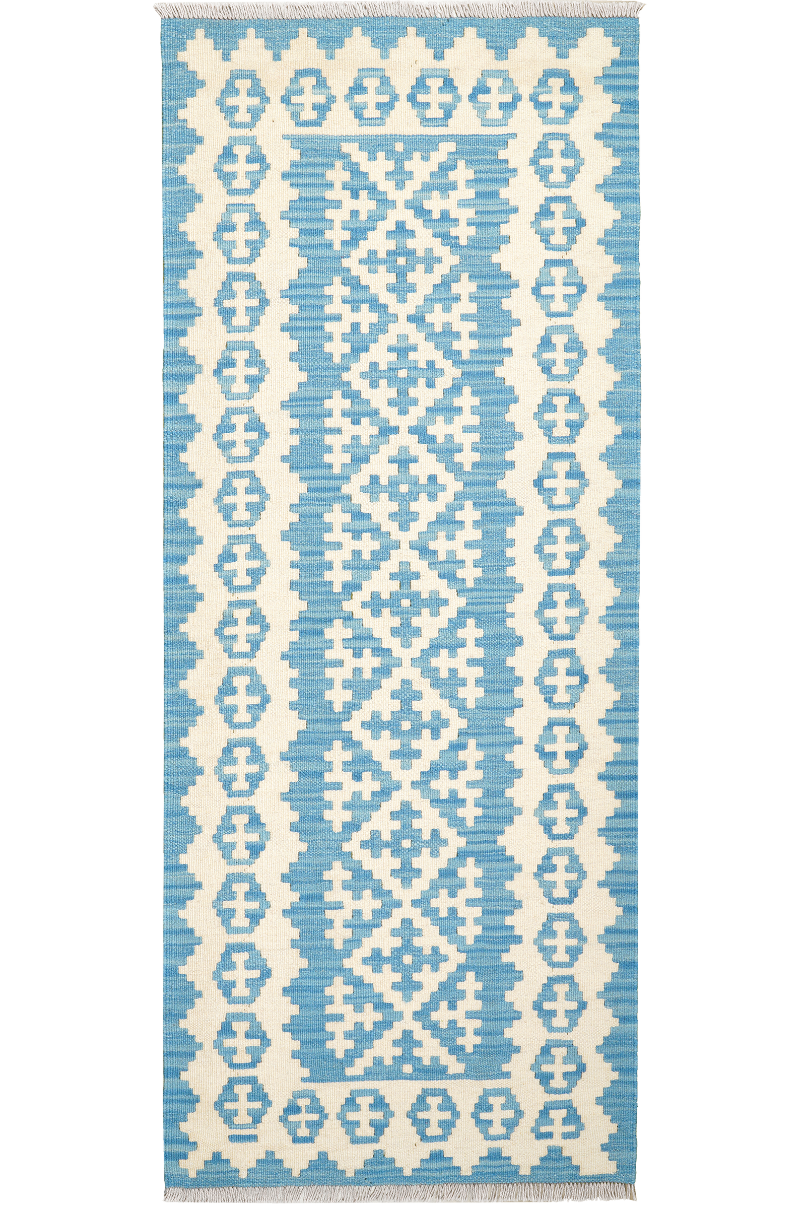 Kelim Gashgai — Handgefertigt, 197x78 cm, Beige, 100% Virgin Wool | Main view