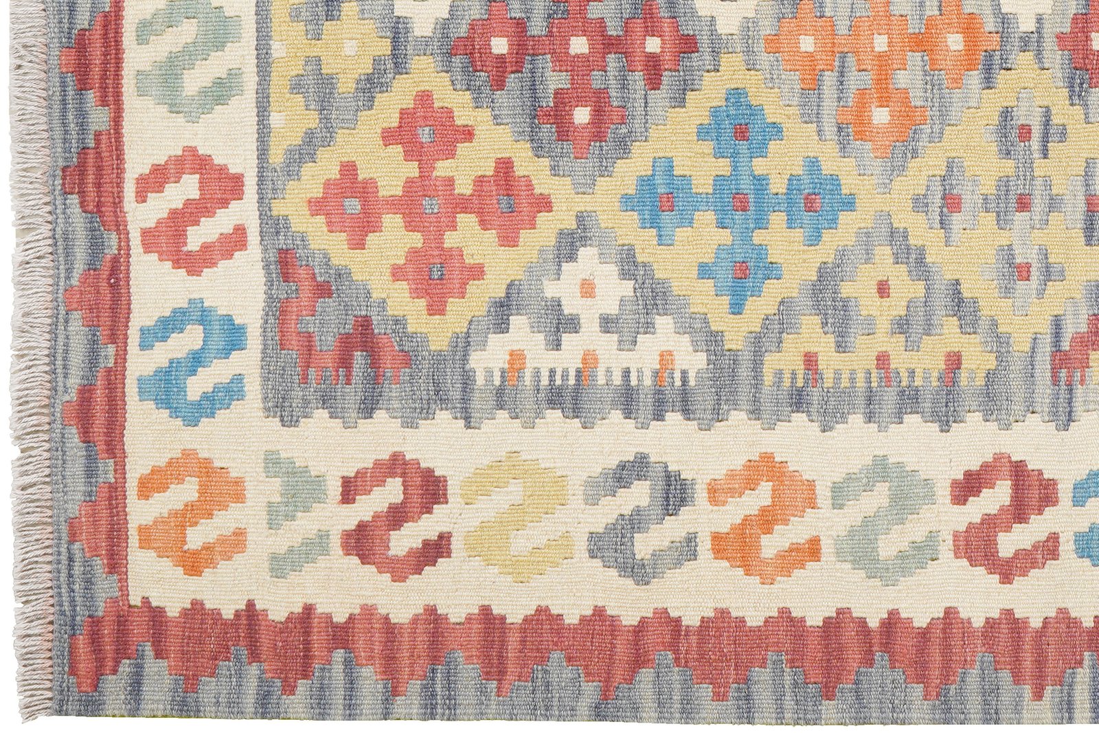 Kelim Gashgai — Handmade, 126x171 cm, Blue, 100% Virgin Wool | View 3