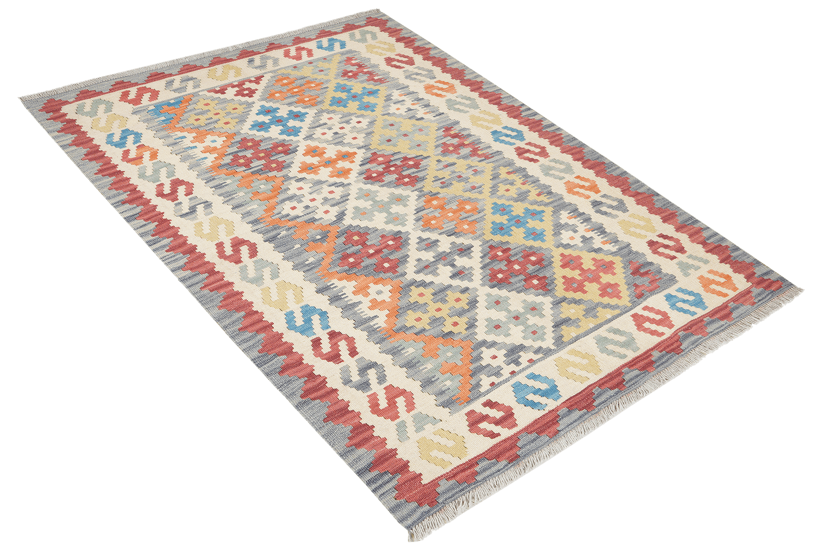Kelim Gashgai — Handmade, 126x171 cm, Blue, 100% Virgin Wool | View 4