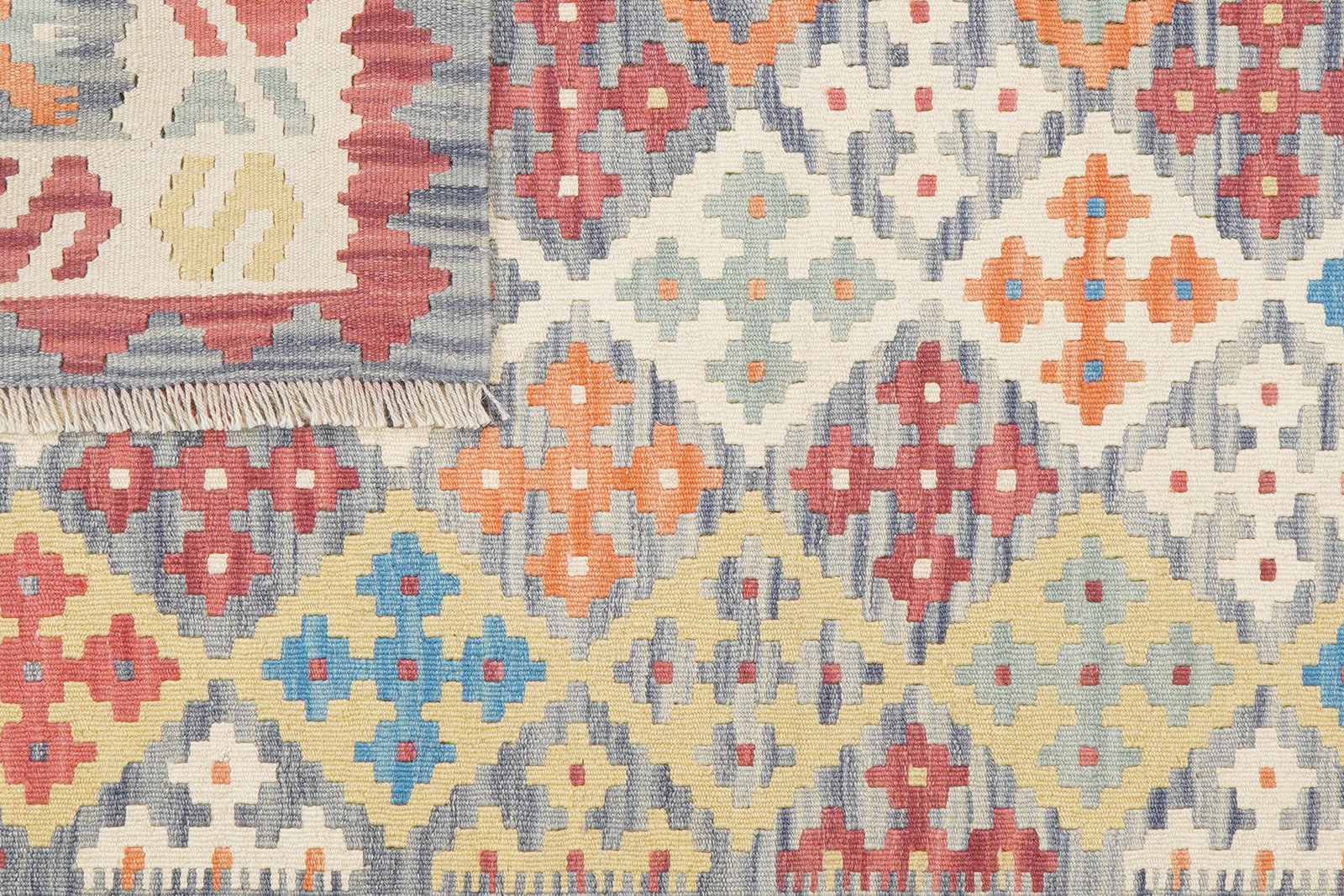 Kelim Gashgai — Handmade, 126x171 cm, Blue, 100% Virgin Wool | View 6
