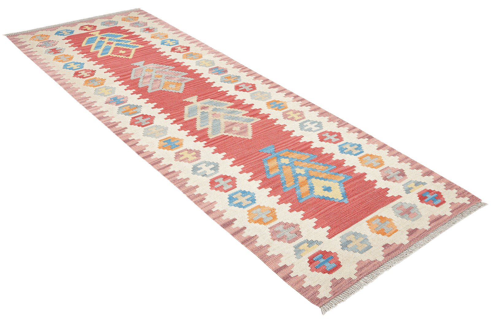 Kelim Gashgai — Handmade, 66x241 cm, Red, 100% Virgin Wool | View 4
