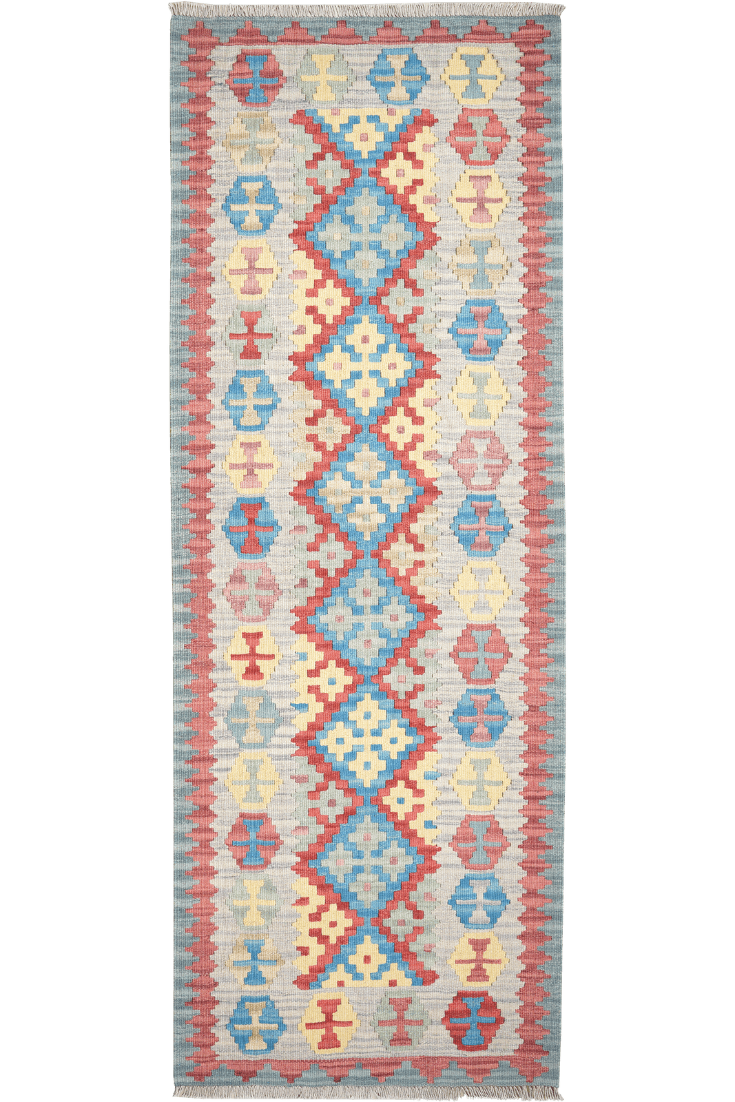Kelim Gashgai — Handmade, 84x239 cm, Blue, 100% Virgin Wool | Main view