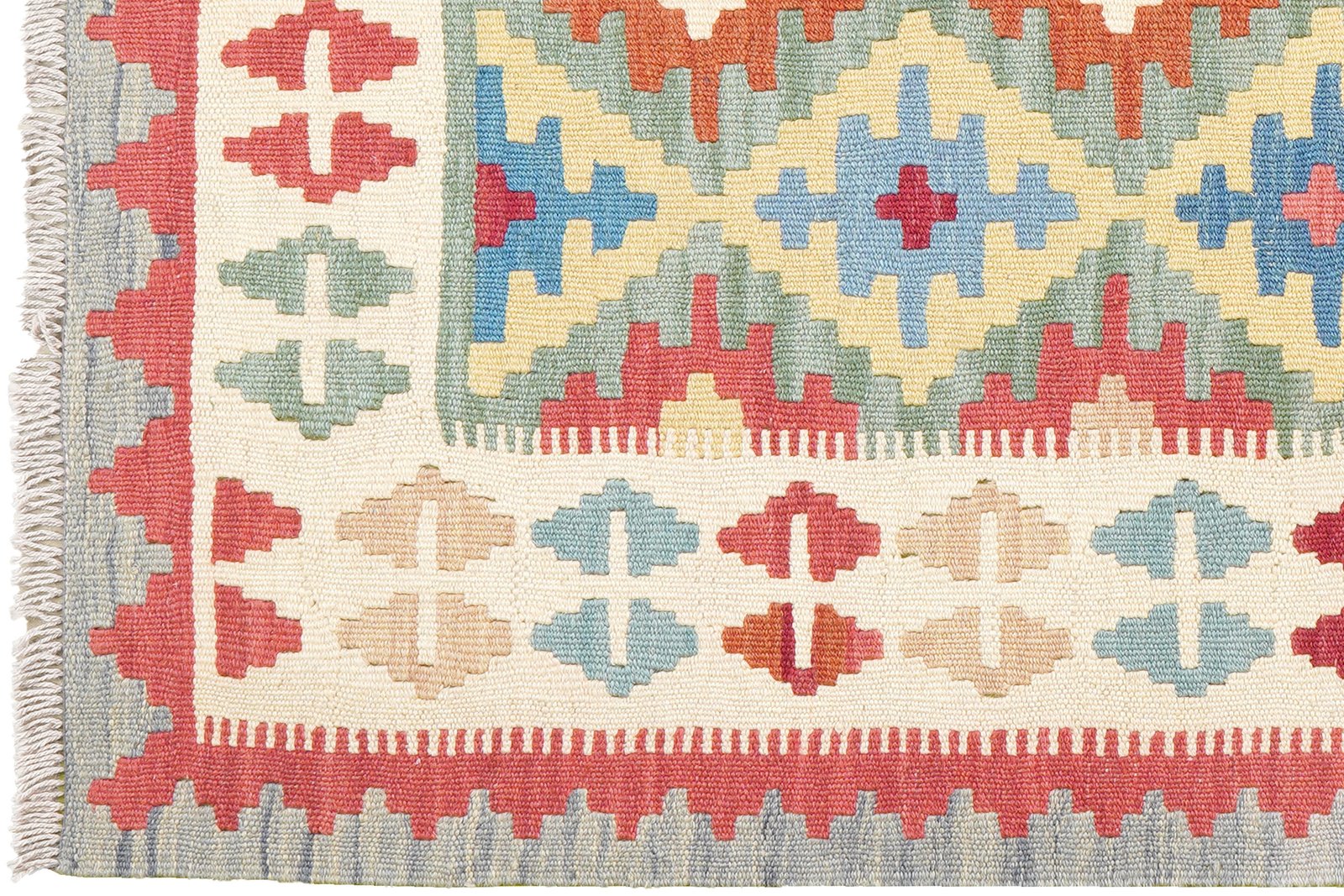 Kelim Gashgai — Handmade, 103x148 cm, Orange, 100% Virgin Wool | View 3