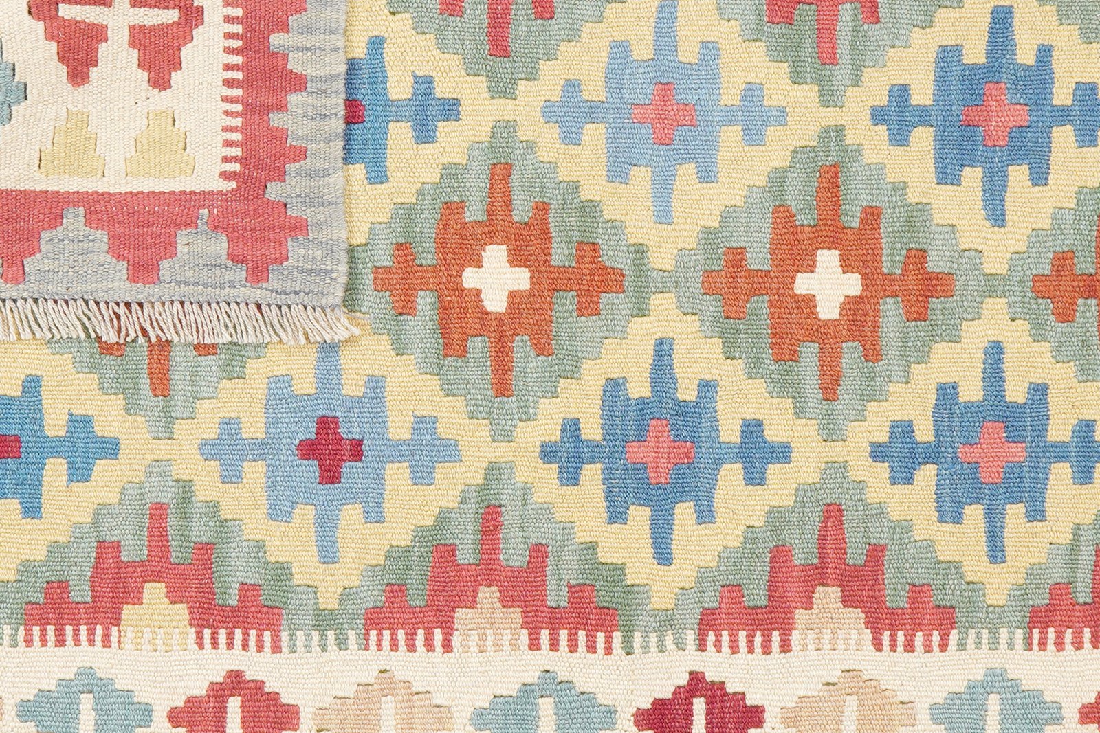 Kelim Gashgai — Handmade, 103x148 cm, Orange, 100% Virgin Wool | View 6