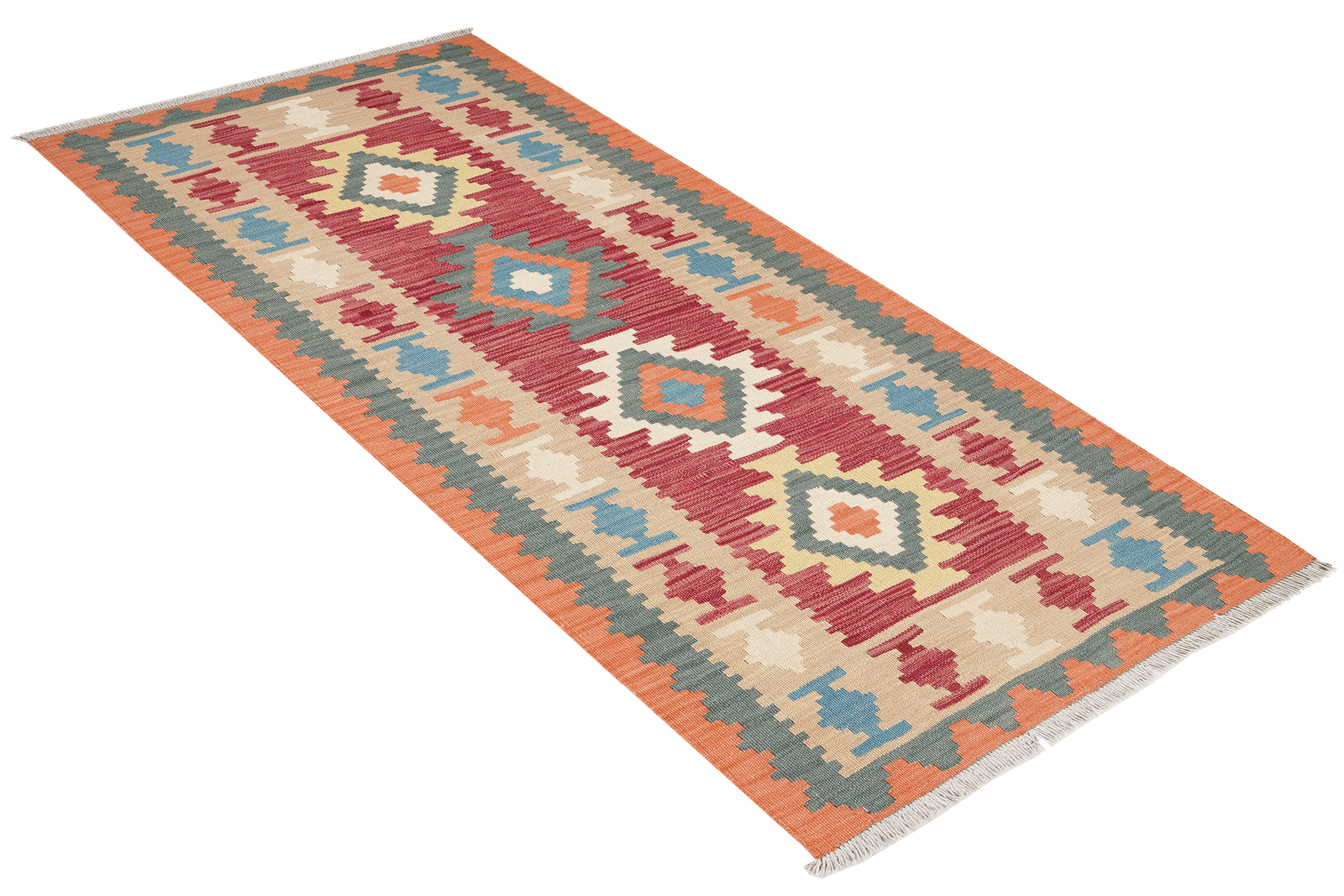 Kelim Gashgai — Handmade, 89x195 cm, Red, 100% Virgin Wool | View 4