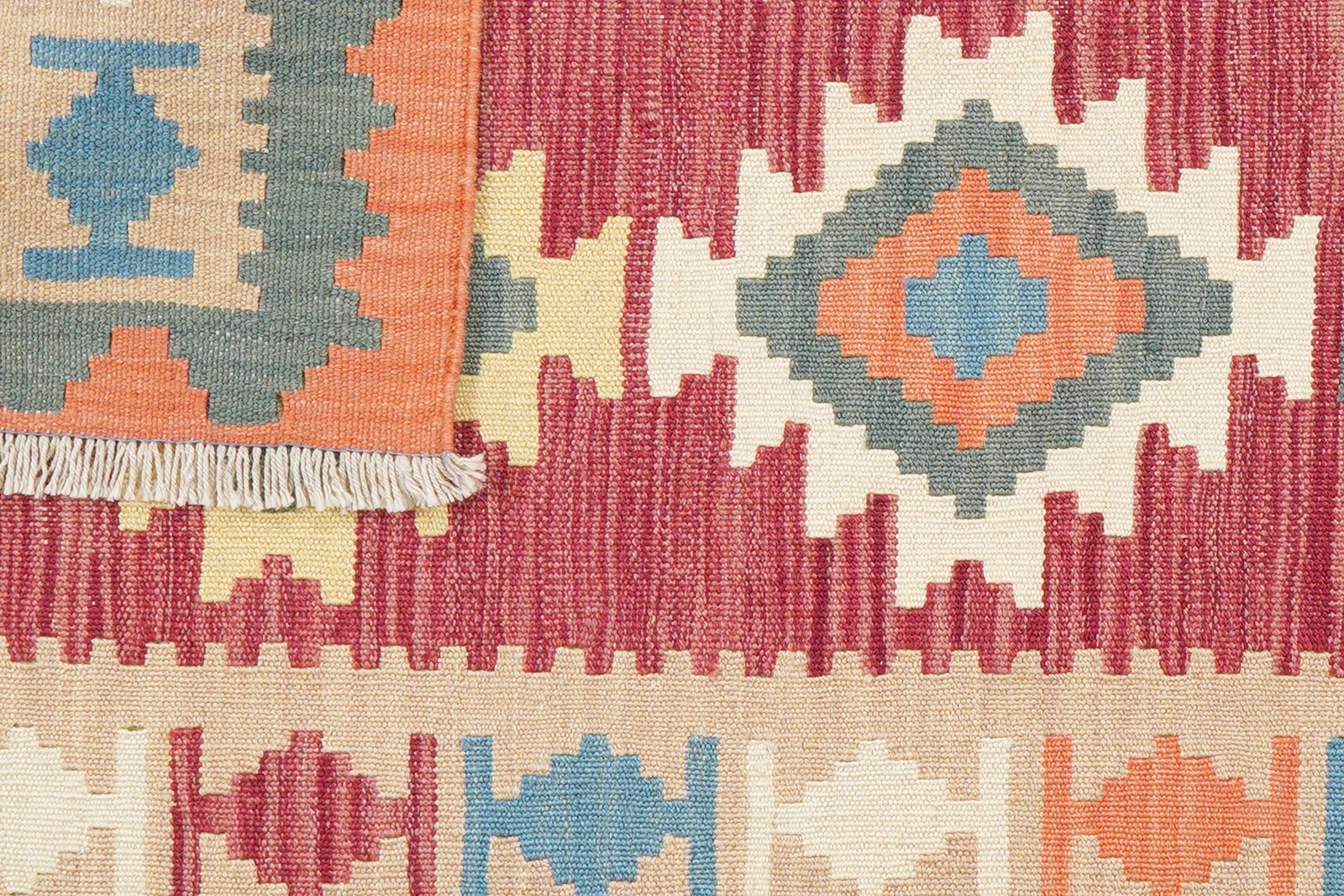 Kelim Gashgai — Handmade, 89x195 cm, Red, 100% Virgin Wool | View 6