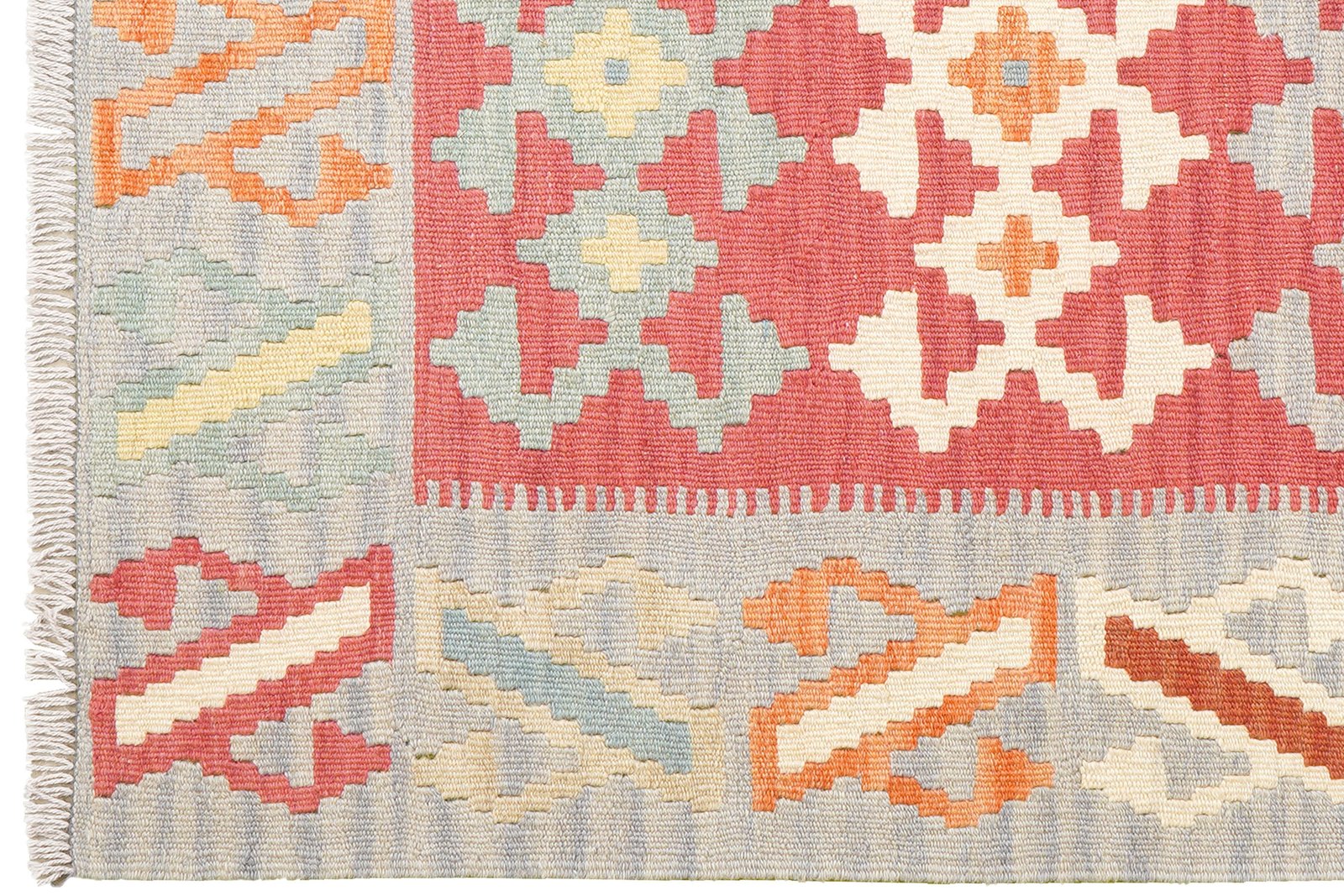 Kelim Gashgai — Handmade, 108x142 cm, Red, 100% Virgin Wool | View 3