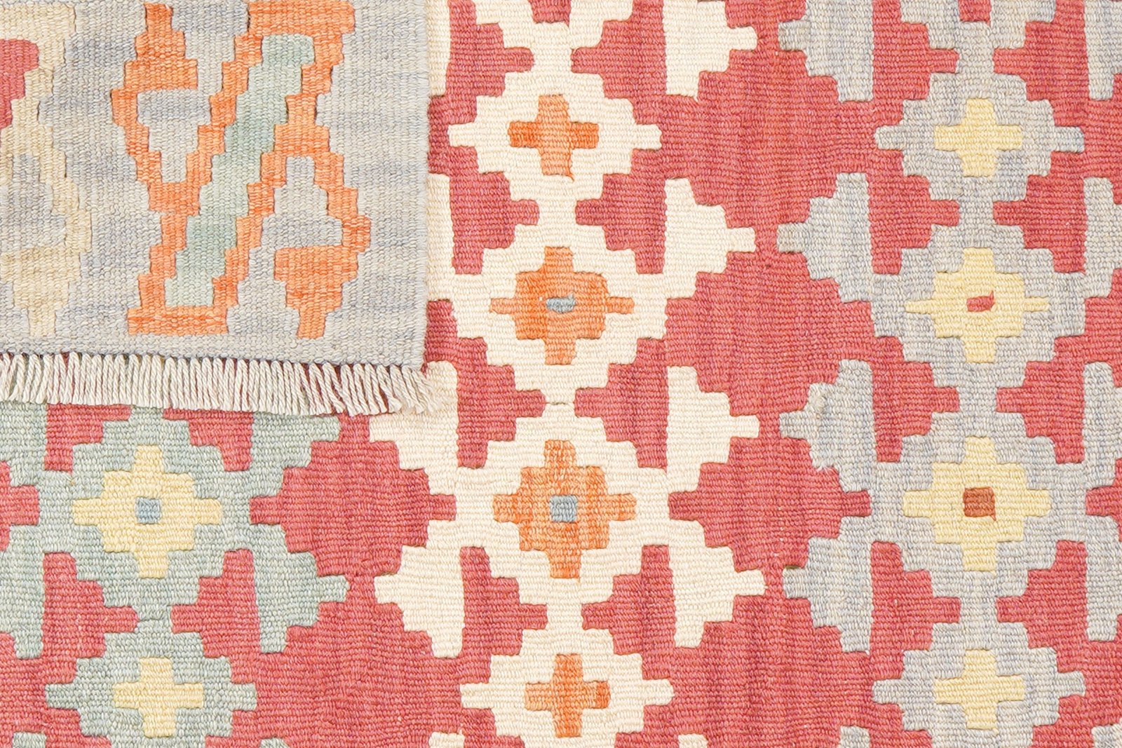 Kelim Gashgai — Handmade, 108x142 cm, Red, 100% Virgin Wool | View 6