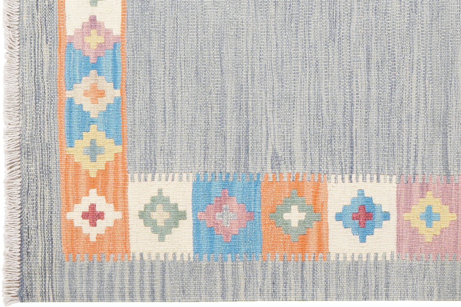 Kelim Gashgai — Handmade, 102x153 cm, Grey, 100% Virgin Wool | View 3