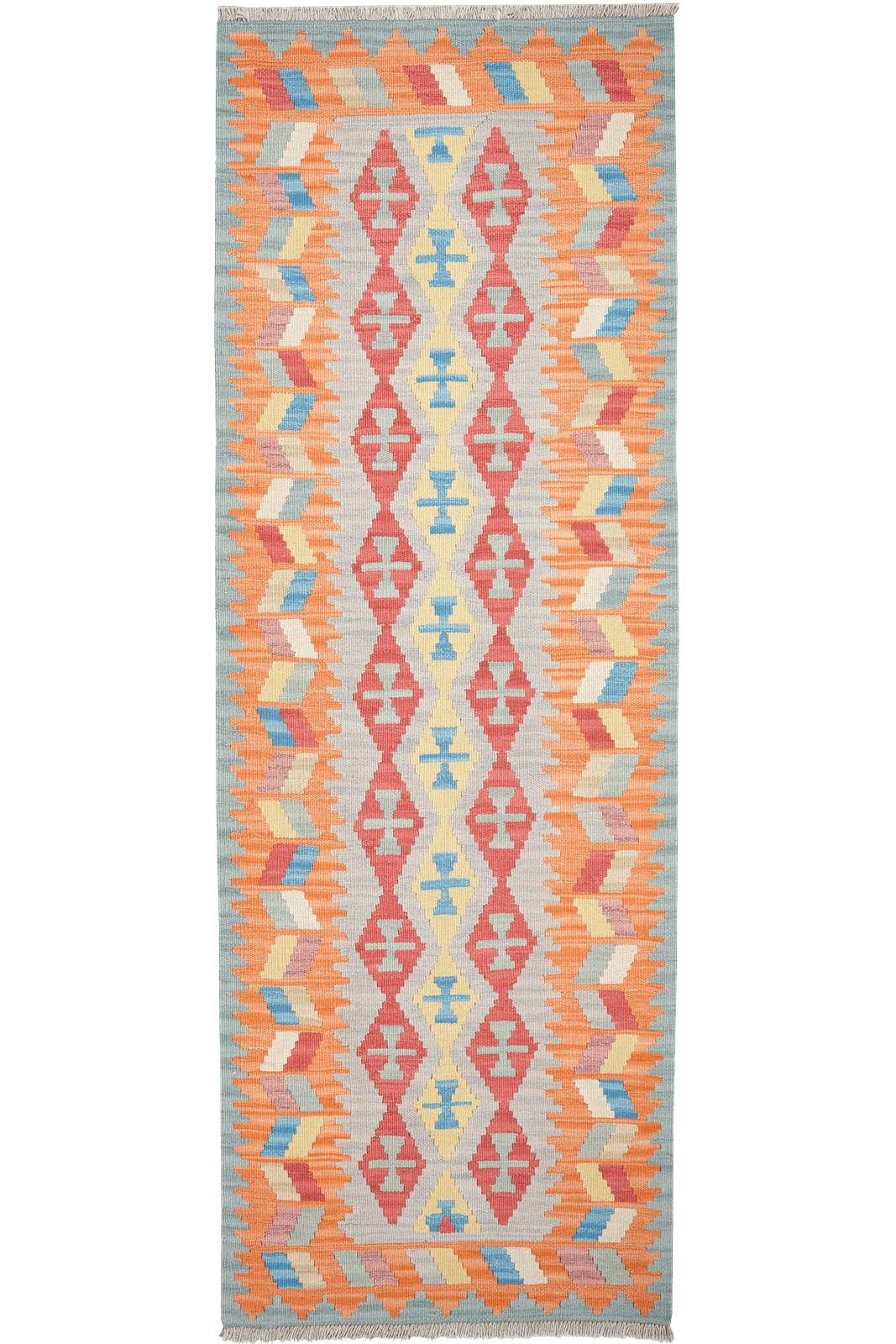 Kelim Gashgai — Handmade, 82x237 cm, Grey, 100% Virgin Wool | Main view