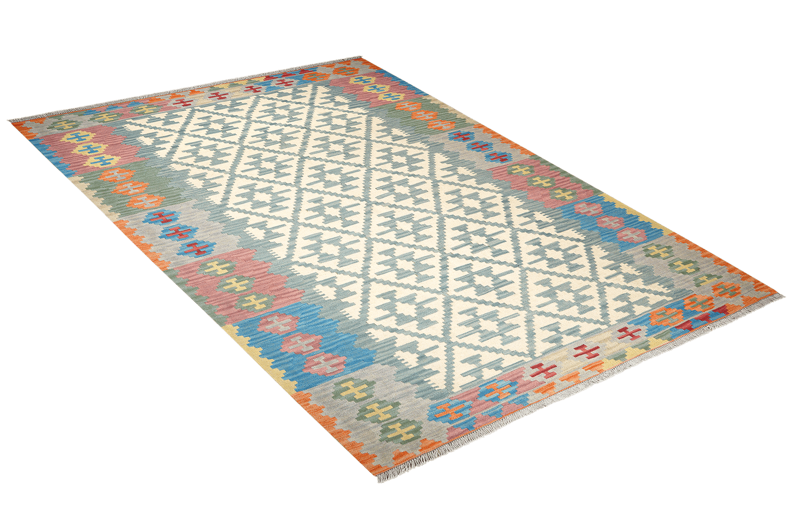 Kelim Gashgai — Handmade, 176x240 cm, Green, 100% Virgin Wool | View 4
