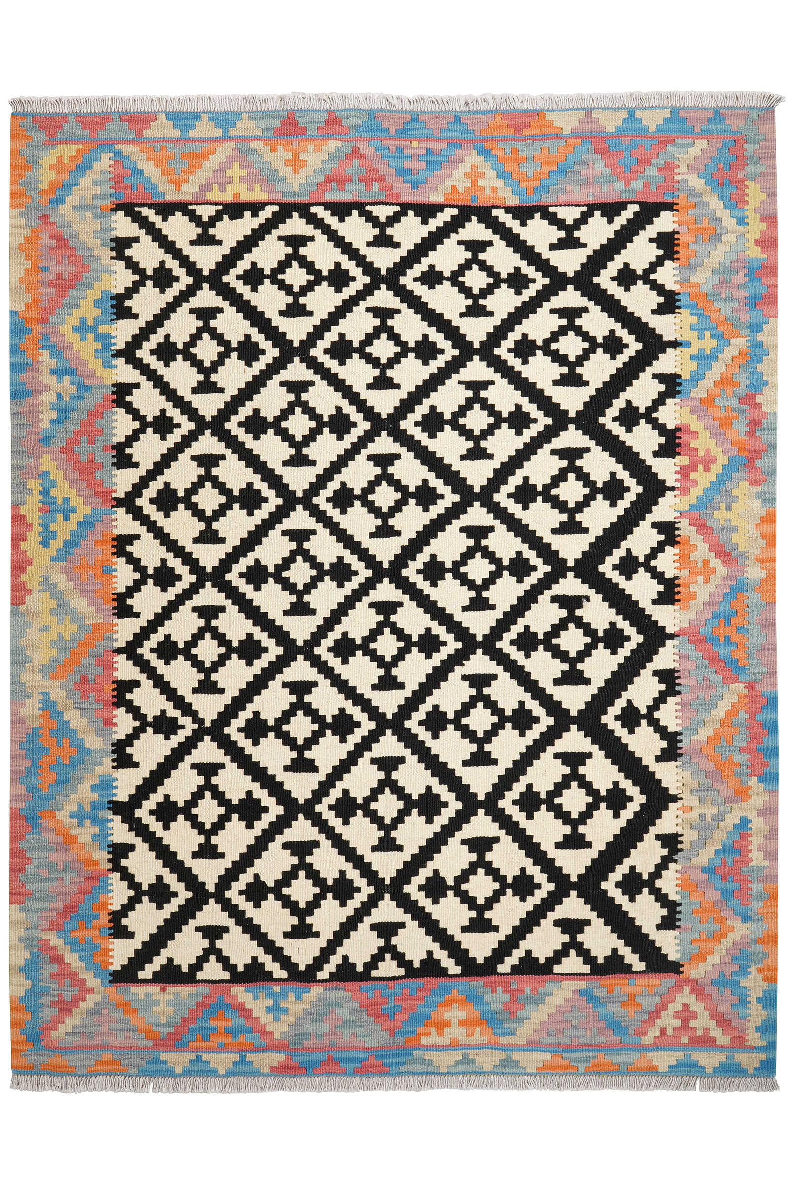 Kelim Gashgai — Handgefertigt, 193x152 cm, Bunt, 100% Virgin Wool | Main view