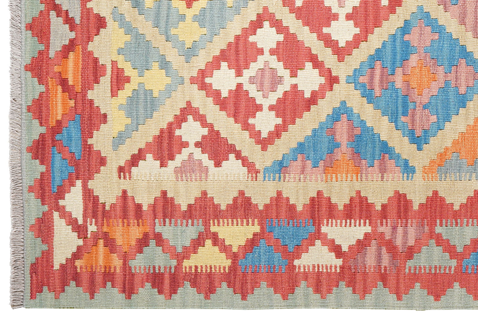 Kelim Gashgai — Handgefertigt, 194x158 cm, Rot, 100% Virgin Wool | View 4