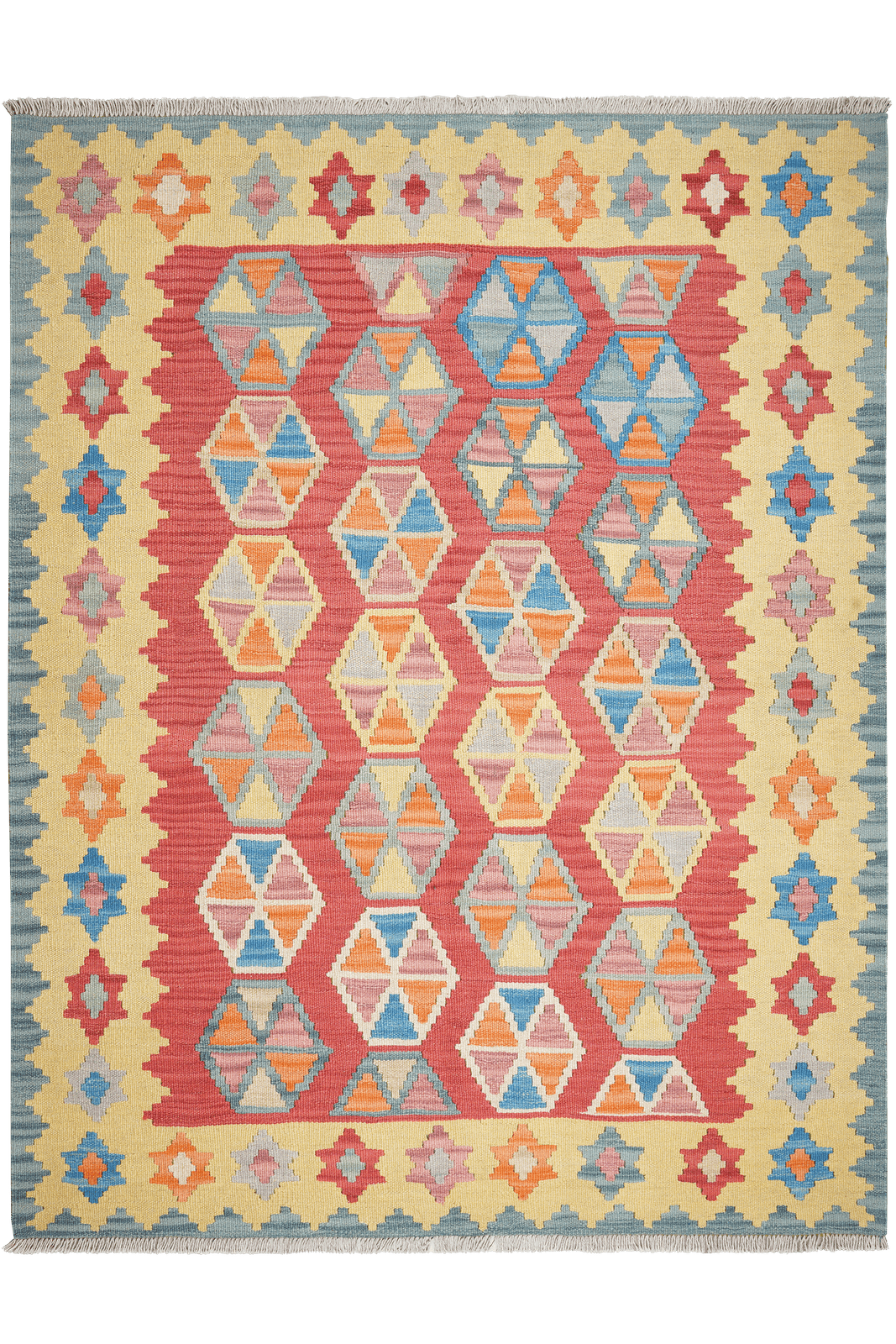 Kelim Gashgai — Handmade, 159x206 cm, Red, 100% Virgin Wool | Main view