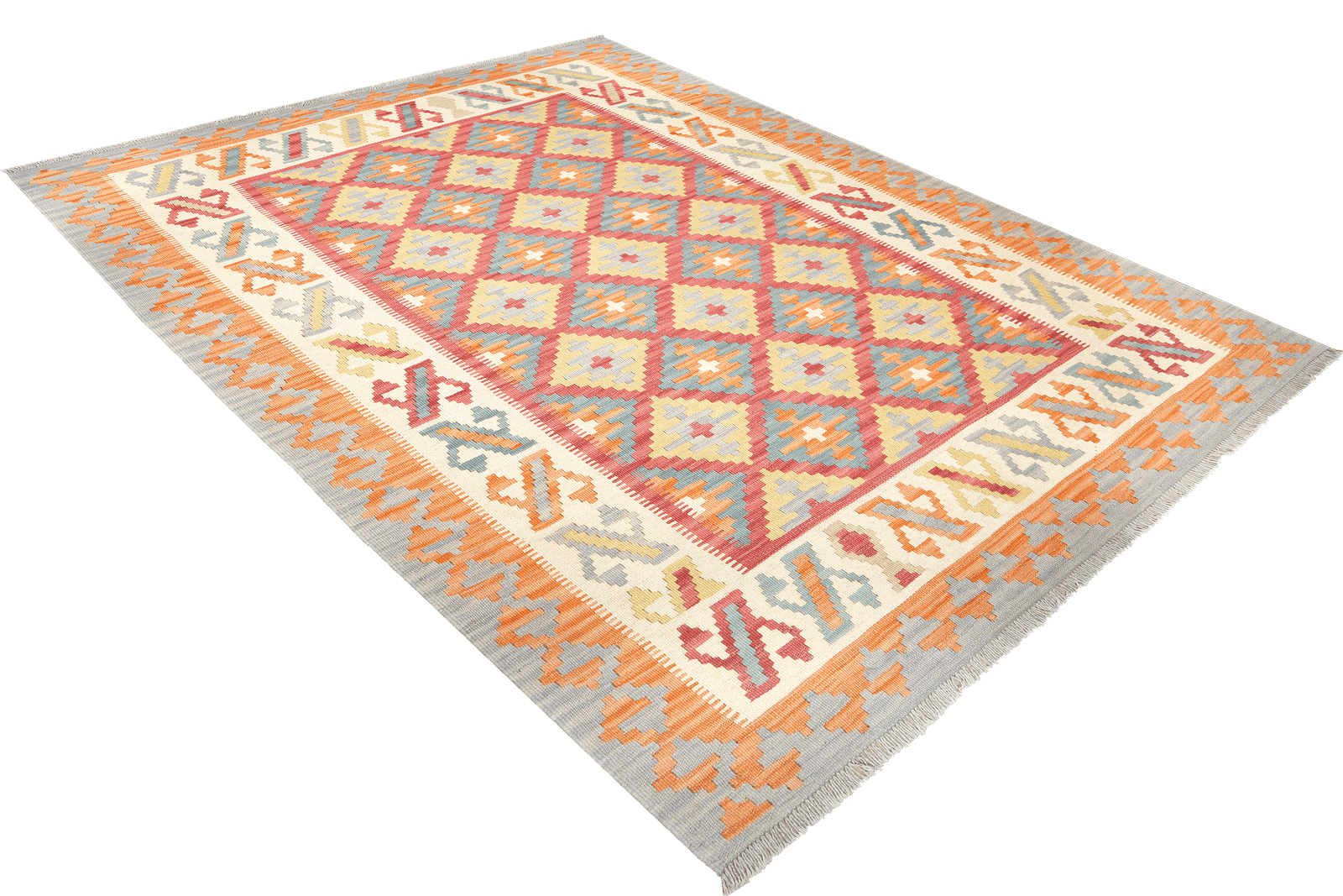 Kelim Gashgai — Handmade, 171x242 cm, Red, 100% Virgin Wool | View 4