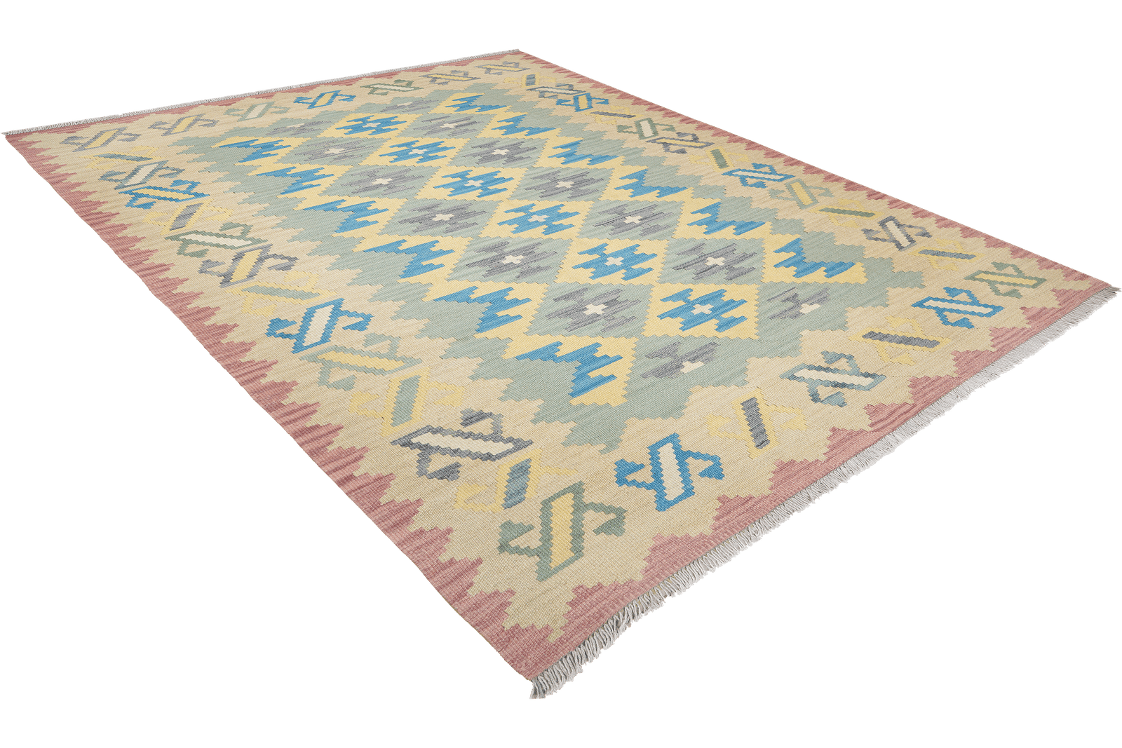 Kelim Gashgai — Handmade, 169x231 cm, Green, 100% Virgin Wool | View 4