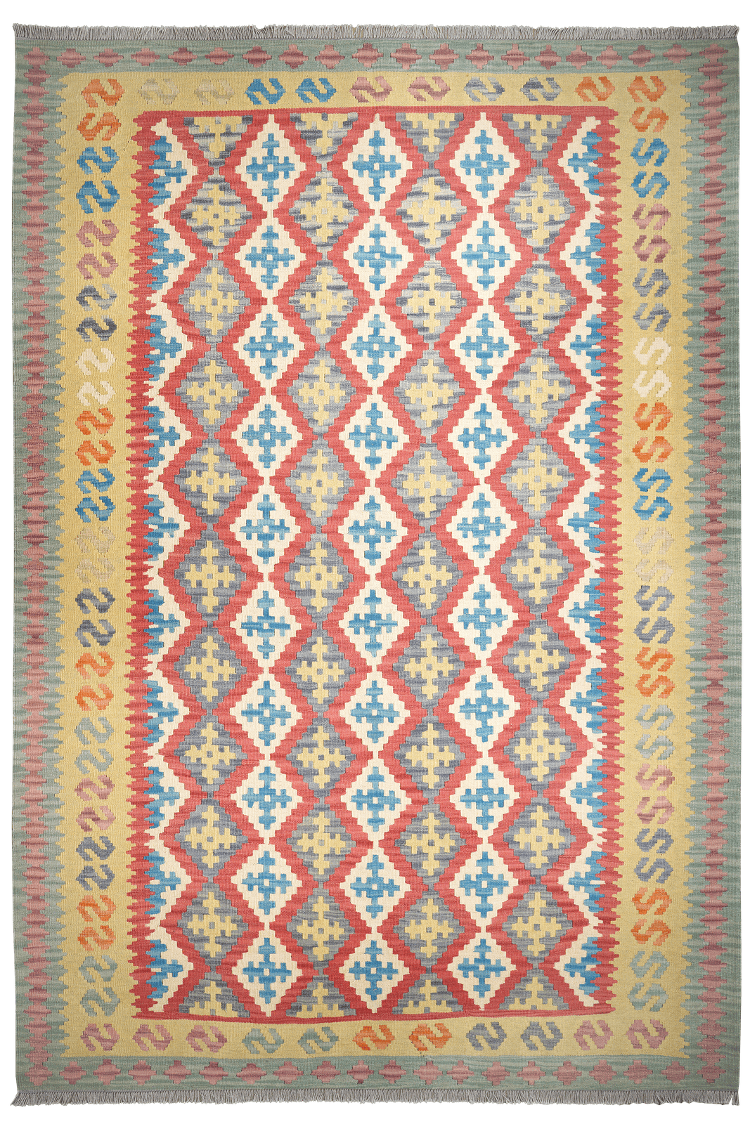 Kelim Gashgai — Handmade, 211x306 cm, Red, 100% Virgin Wool | Main view