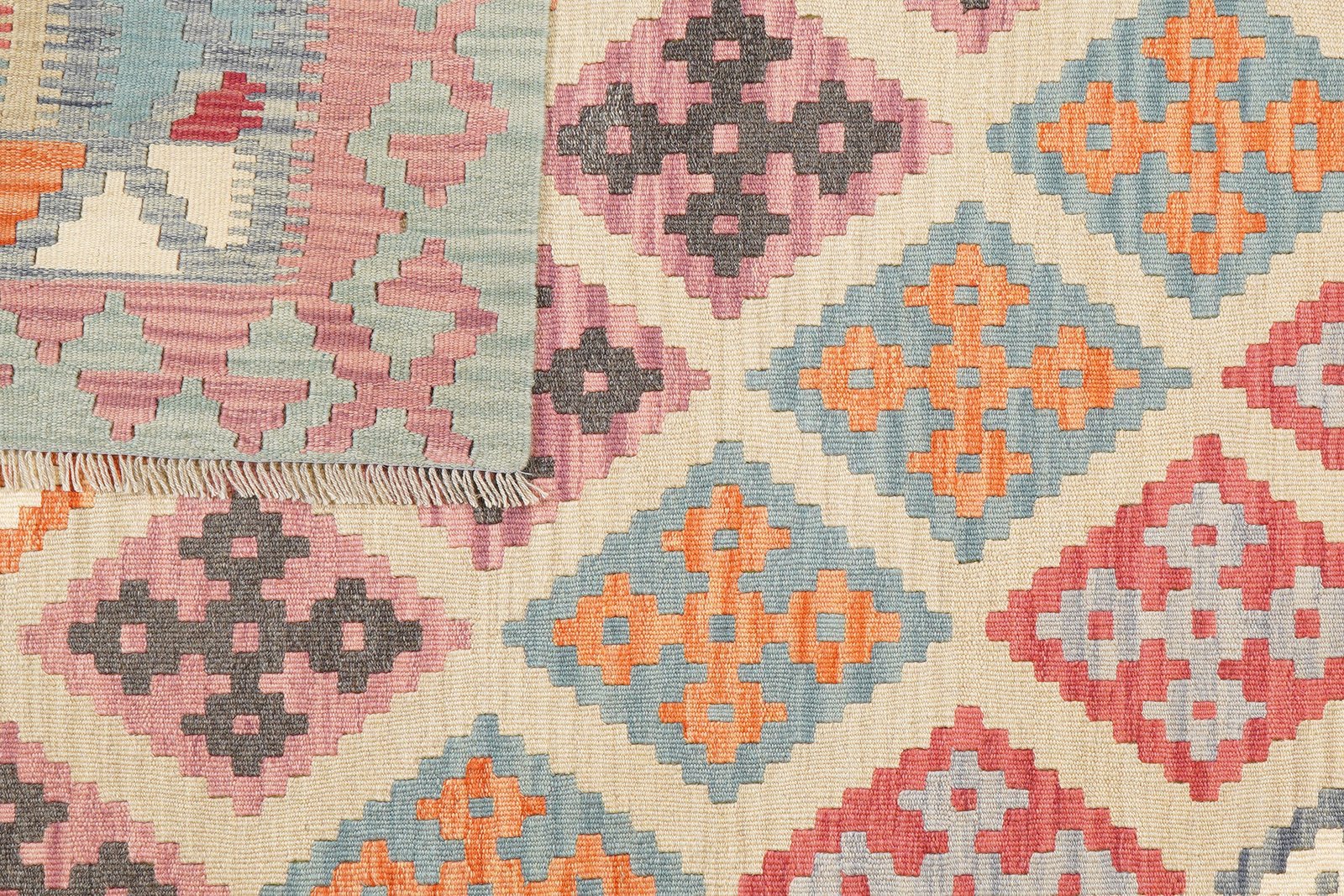 Kelim Gashgai — Handmade, 180x263 cm, Beige, 100% Virgin Wool | View 6