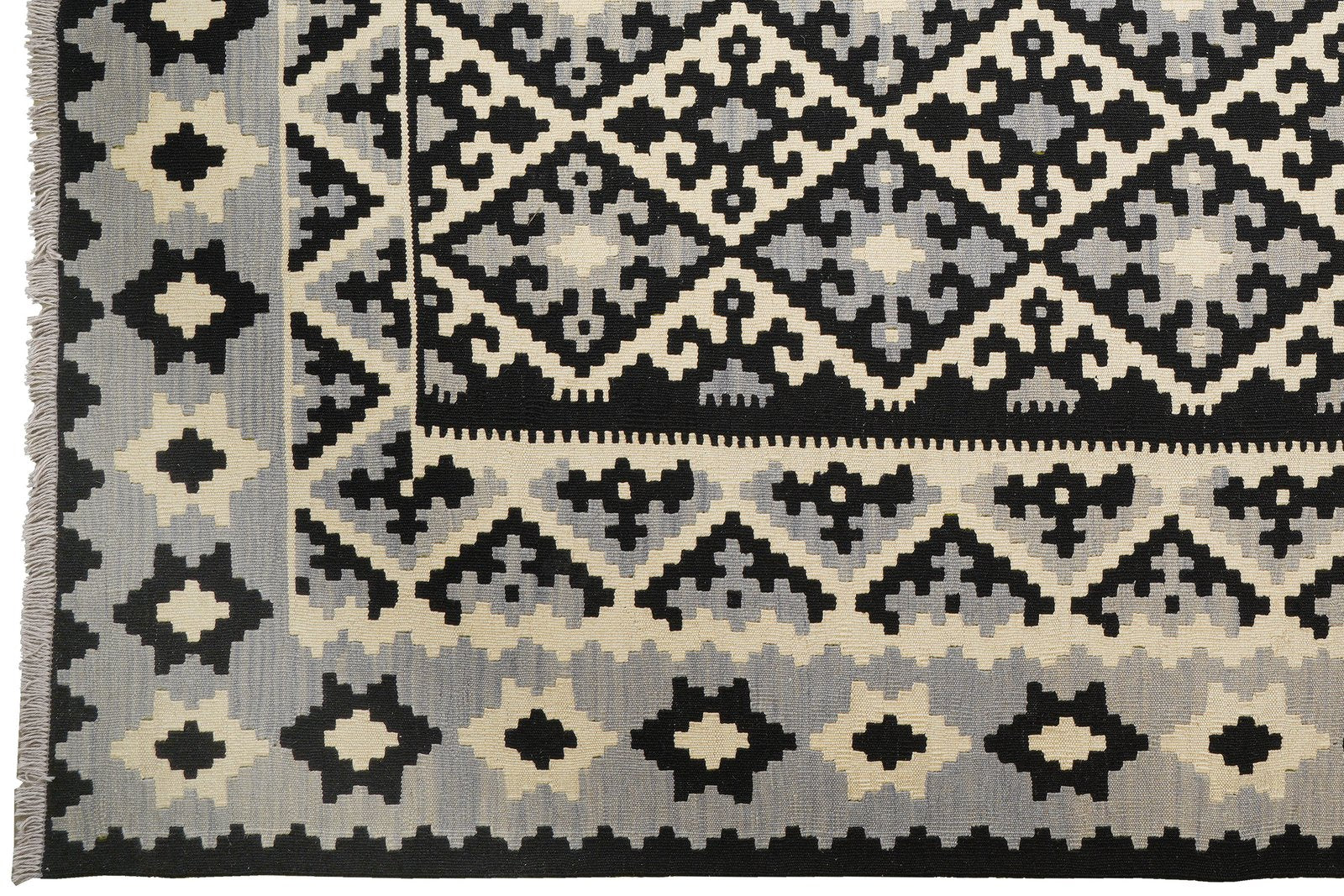 Kelim Gashgai — Handmade, 206x300 cm, Black, 100% Virgin Wool | View 3