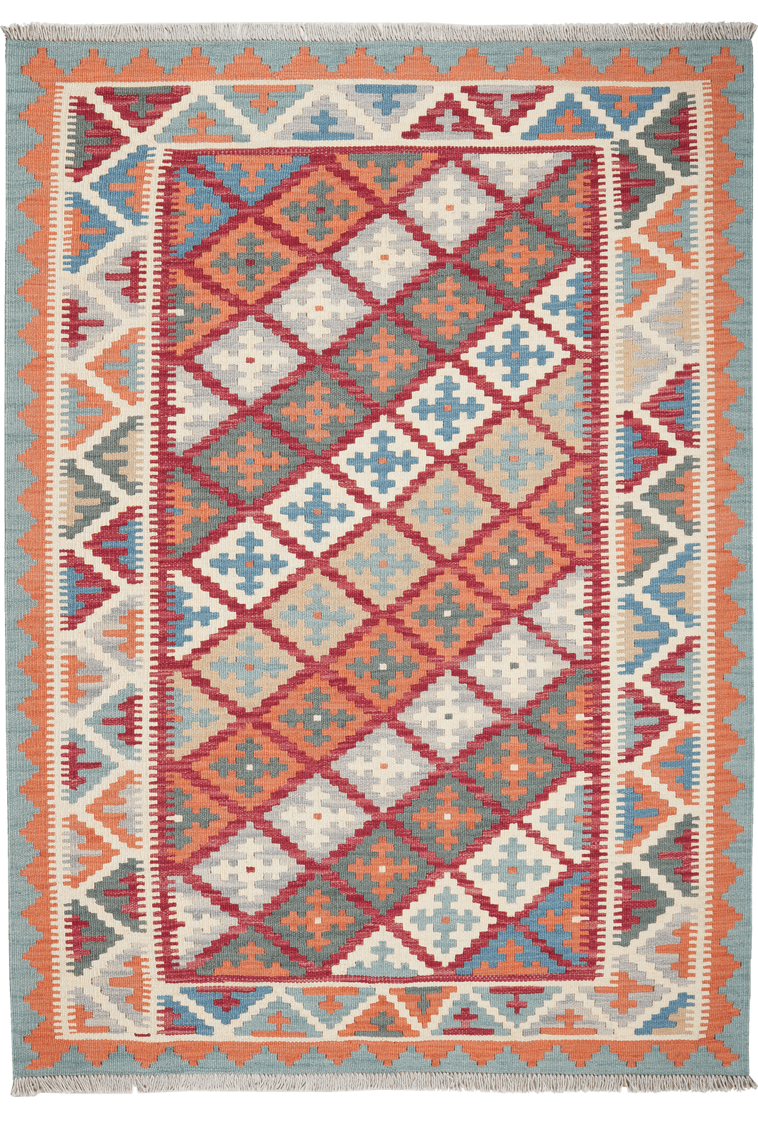 Kelim Gashgai — Handmade, 128x177 cm, Red, 100% Virgin Wool | Main view