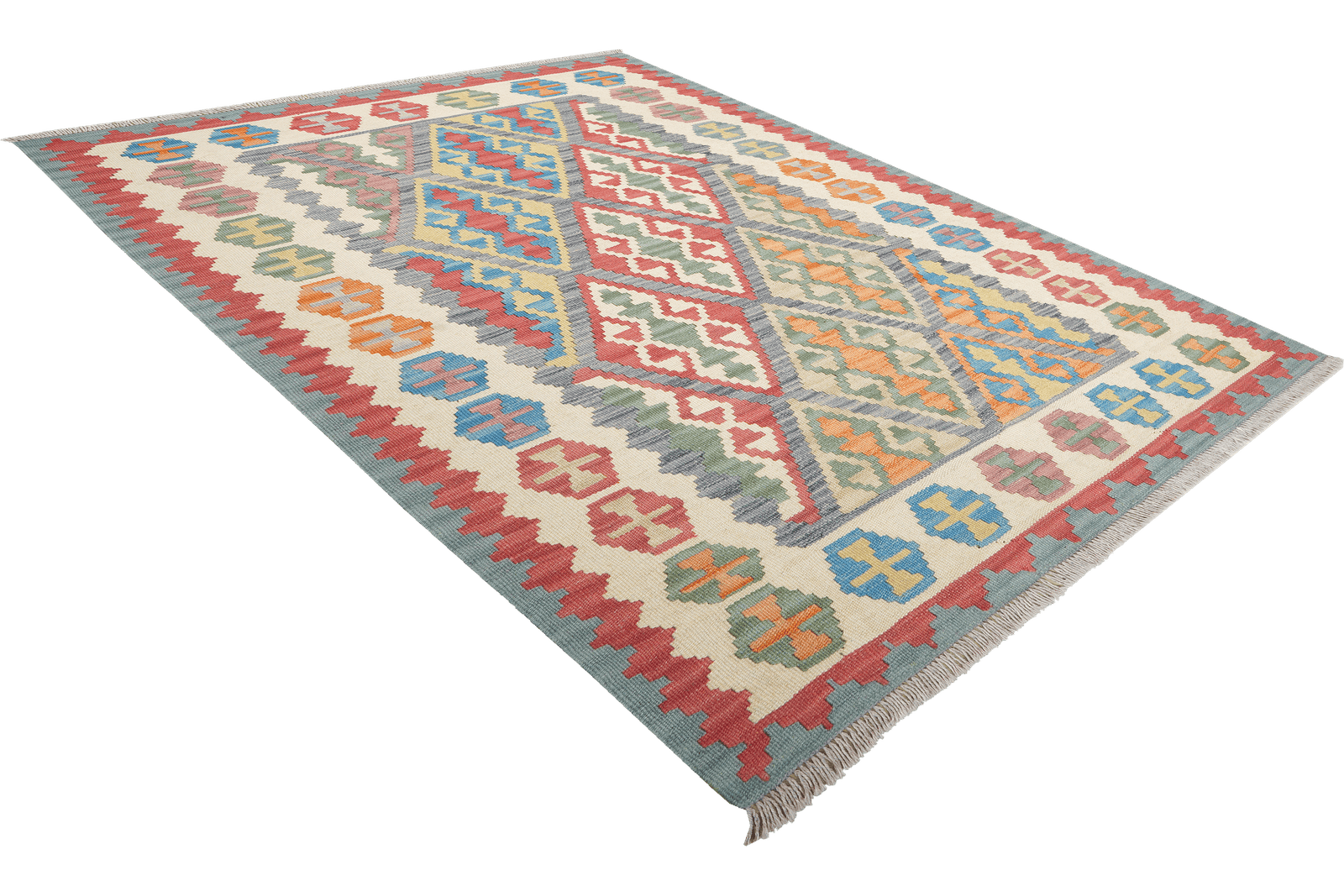 Kelim Gashgai — Handmade, 123x179 cm, Grey, 100% Virgin Wool | View 4