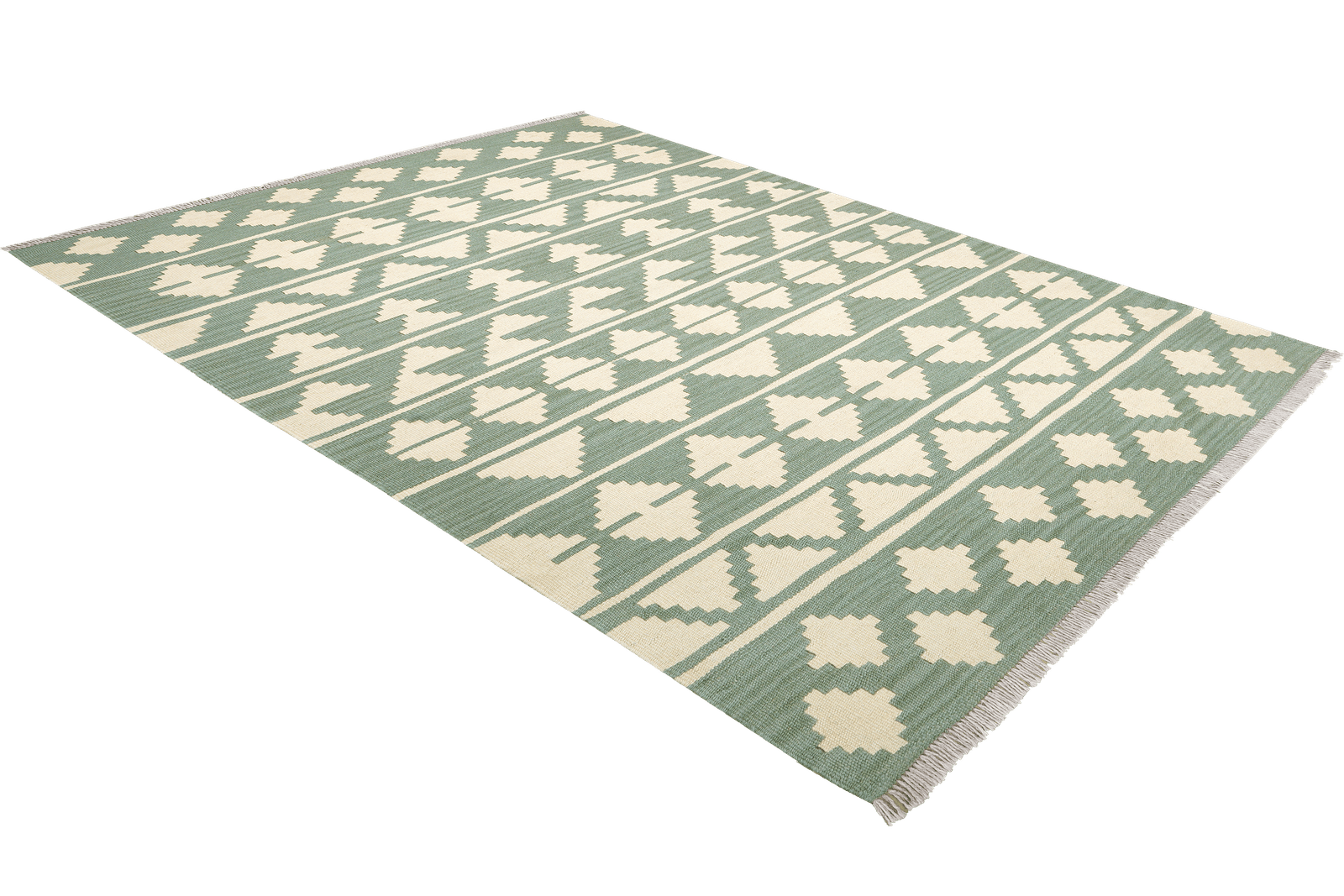 Kelim Gashgai — Handmade, 121x186 cm, Green, 100% Virgin Wool | View 4
