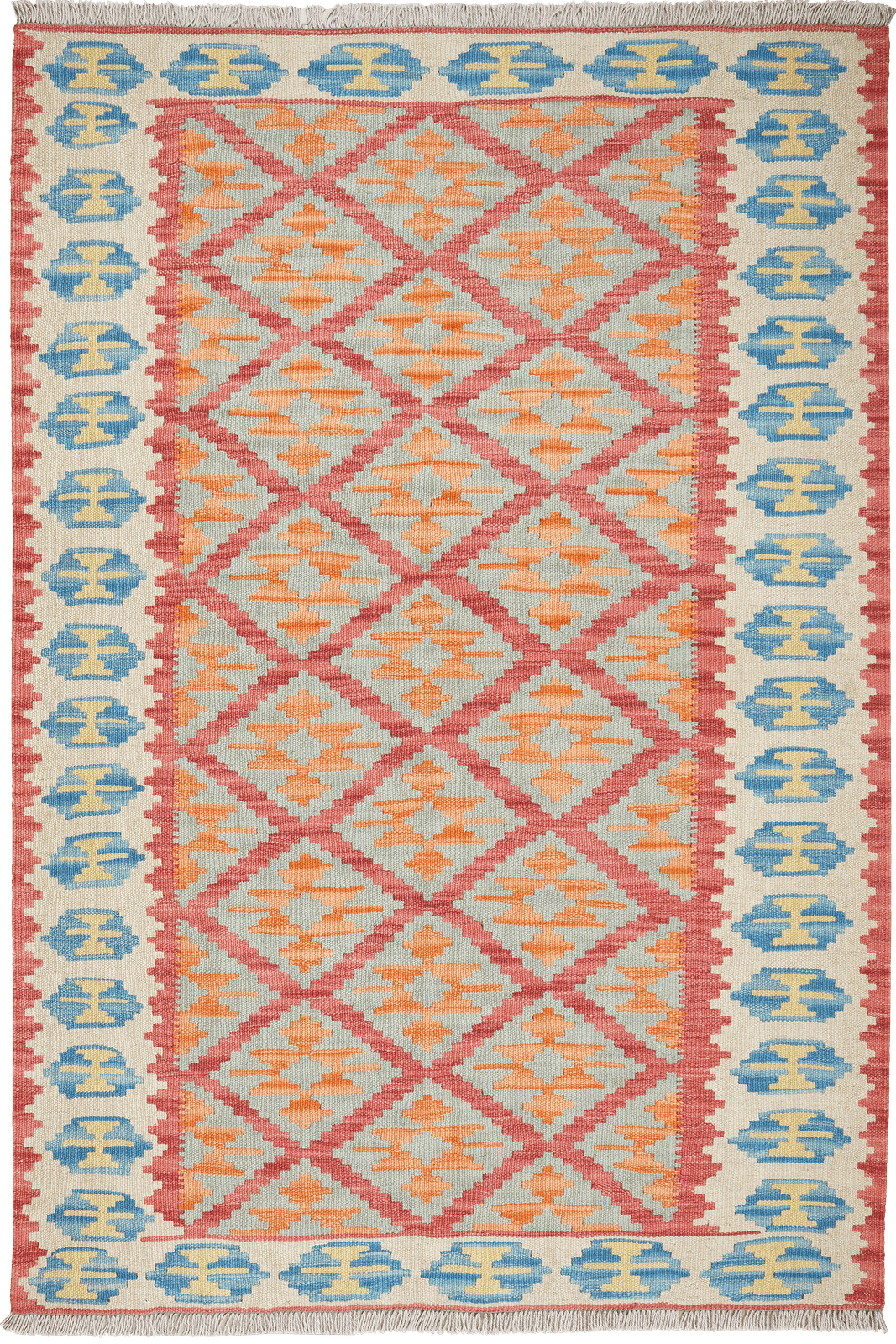 Kelim Gashgai — Handmade, 122x179 cm, Red, 100% Virgin Wool | Main view