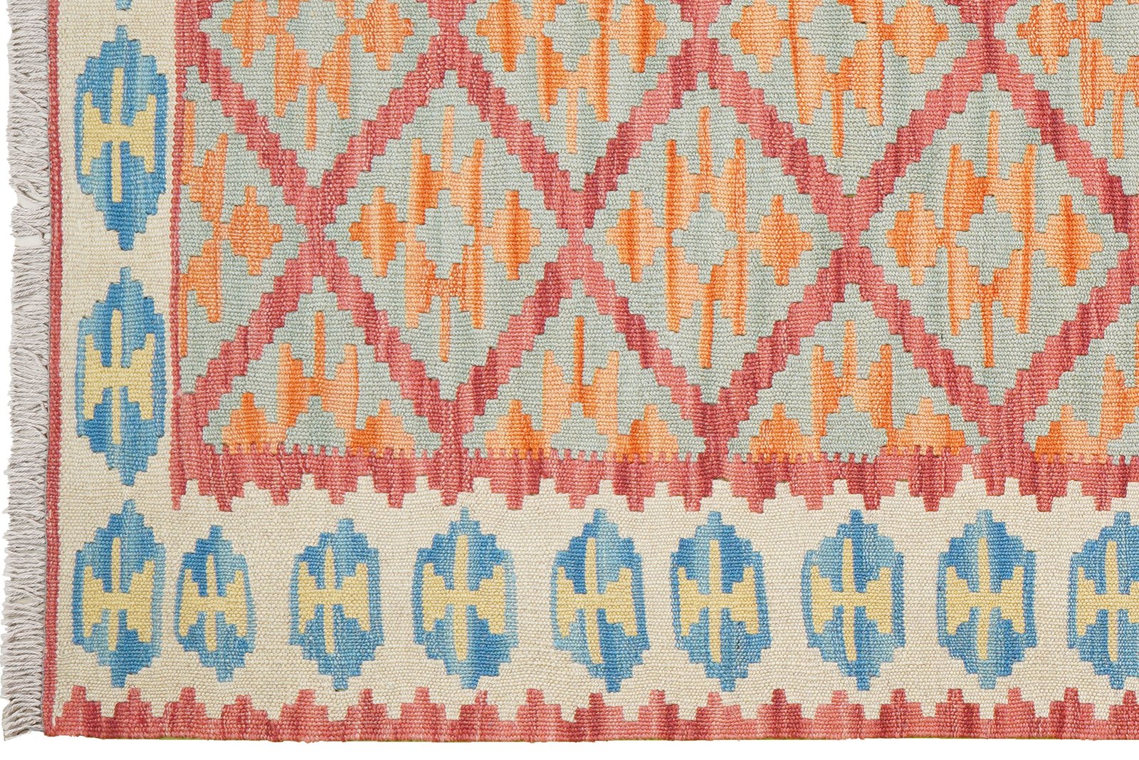 Kelim Gashgai — Handmade, 122x179 cm, Red, 100% Virgin Wool | View 3