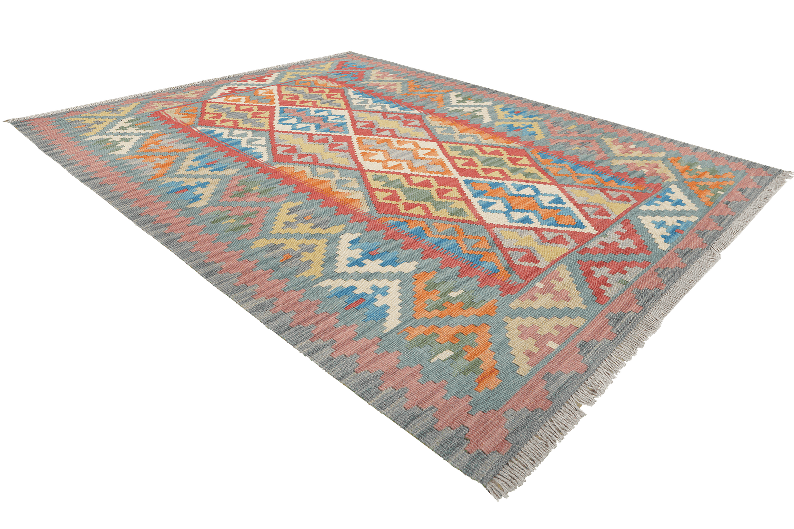Kelim Gashgai — Handmade, 124x180 cm, Red, 100% Virgin Wool | View 4