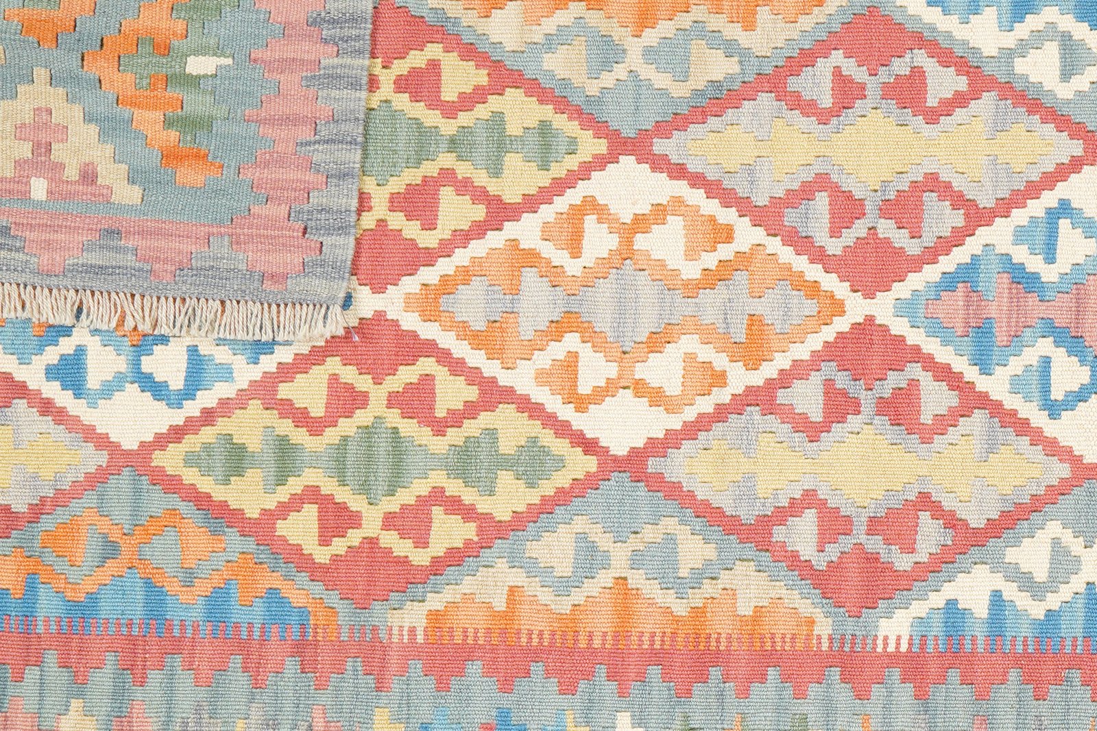 Kelim Gashgai — Handmade, 124x180 cm, Red, 100% Virgin Wool | View 6