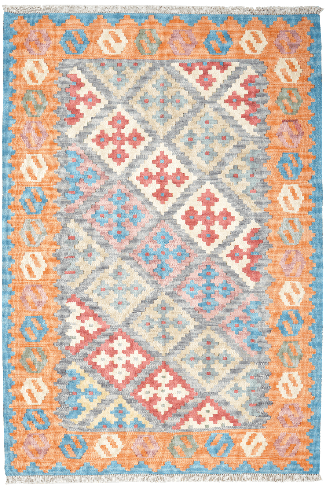 Kelim Gashgai — Handmade, 120x177 cm, Grey, 100% Virgin Wool | Main view