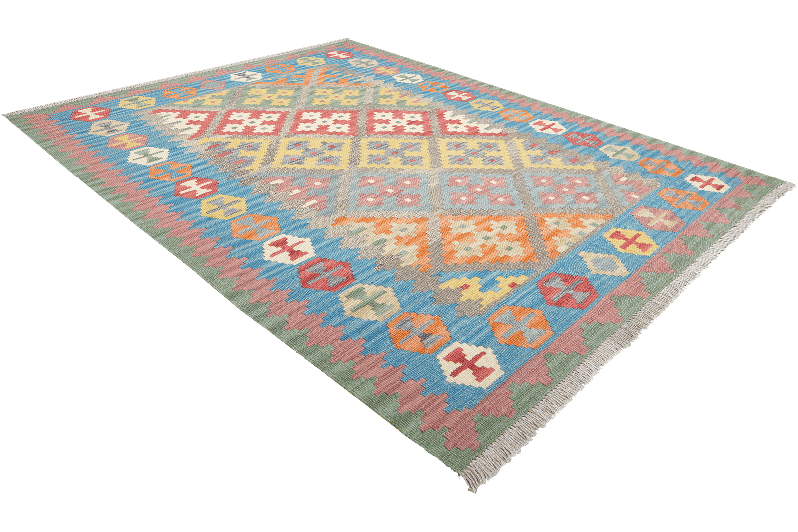 Kelim Gashgai — Handmade, 124x177 cm, Grey, 100% Virgin Wool | View 4