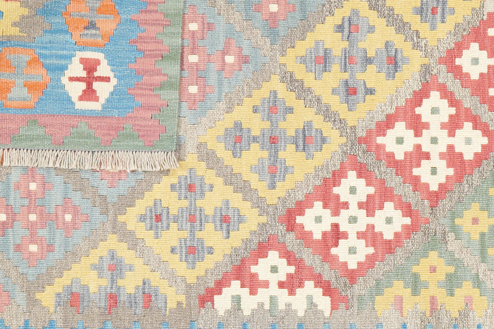 Kelim Gashgai — Handmade, 124x177 cm, Grey, 100% Virgin Wool | View 6
