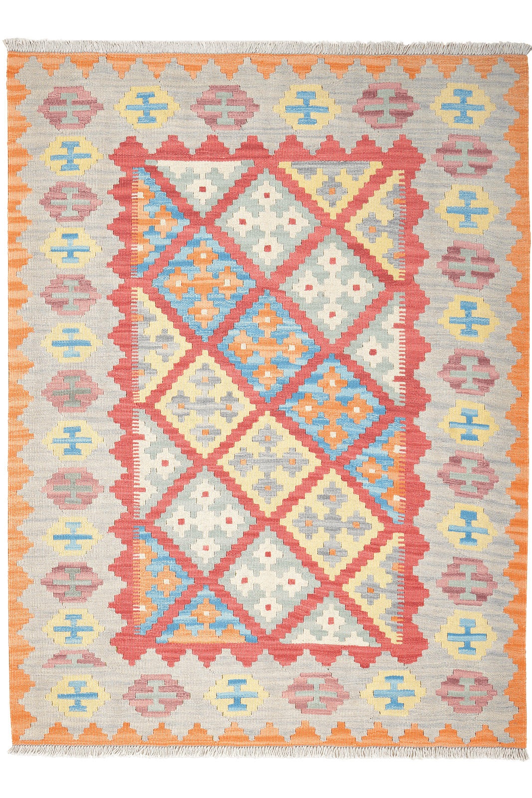 Kelim Gashgai — Handmade, 127x173 cm, Red, 100% Virgin Wool | Main view