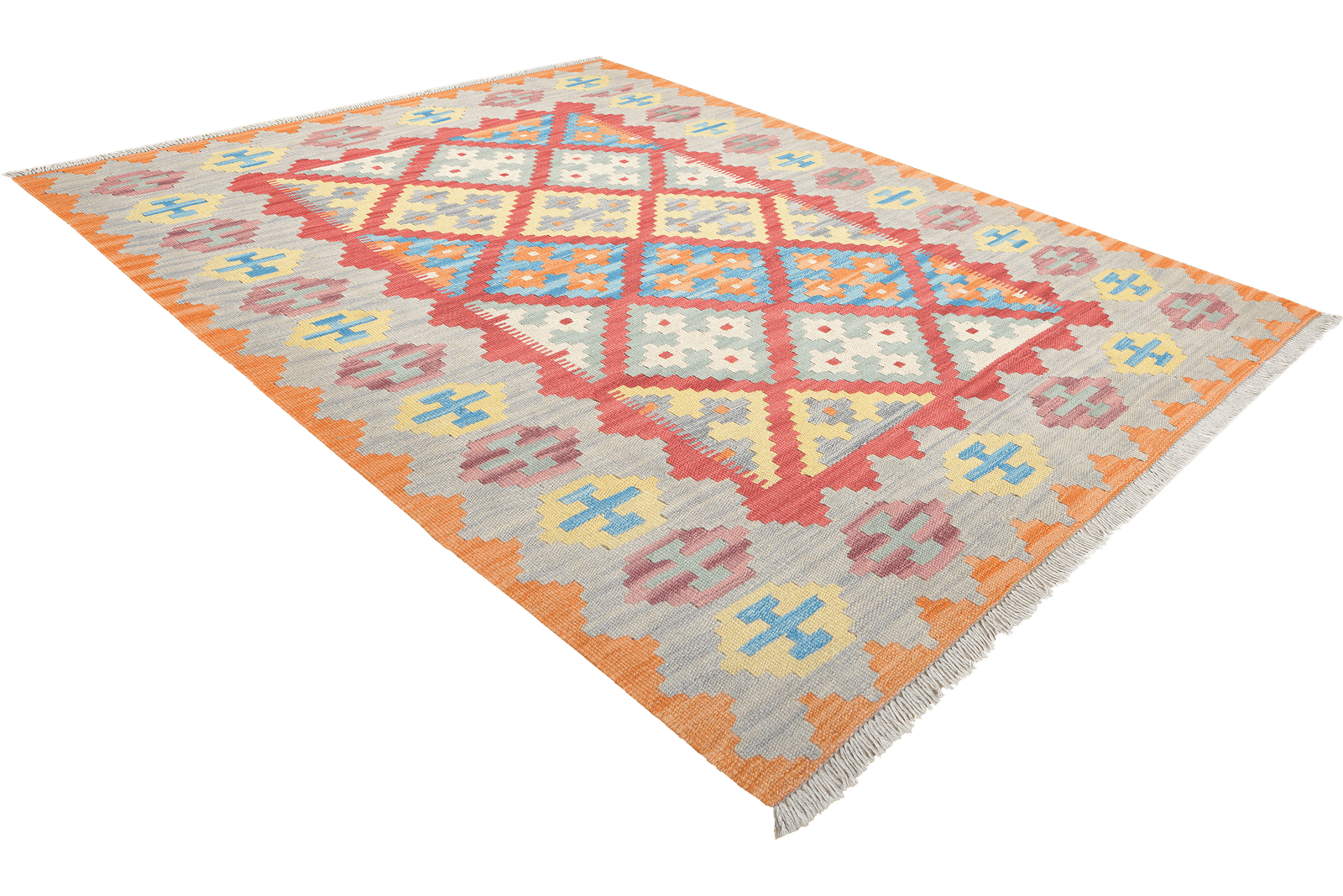 Kelim Gashgai — Handmade, 127x173 cm, Red, 100% Virgin Wool | View 4