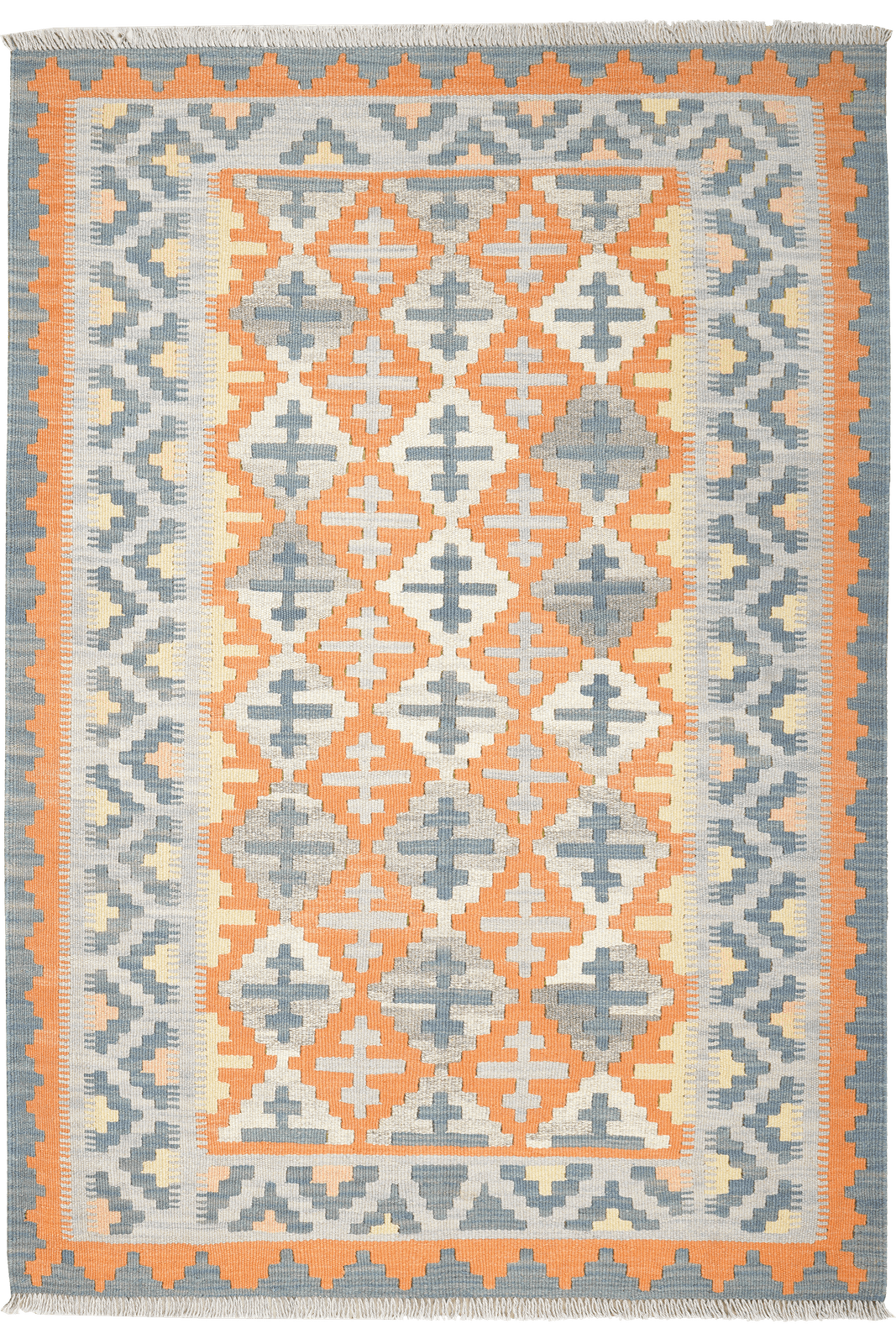 Kelim Gashgai — Handmade, 125x176 cm, Orange, 100% Virgin Wool | Main view