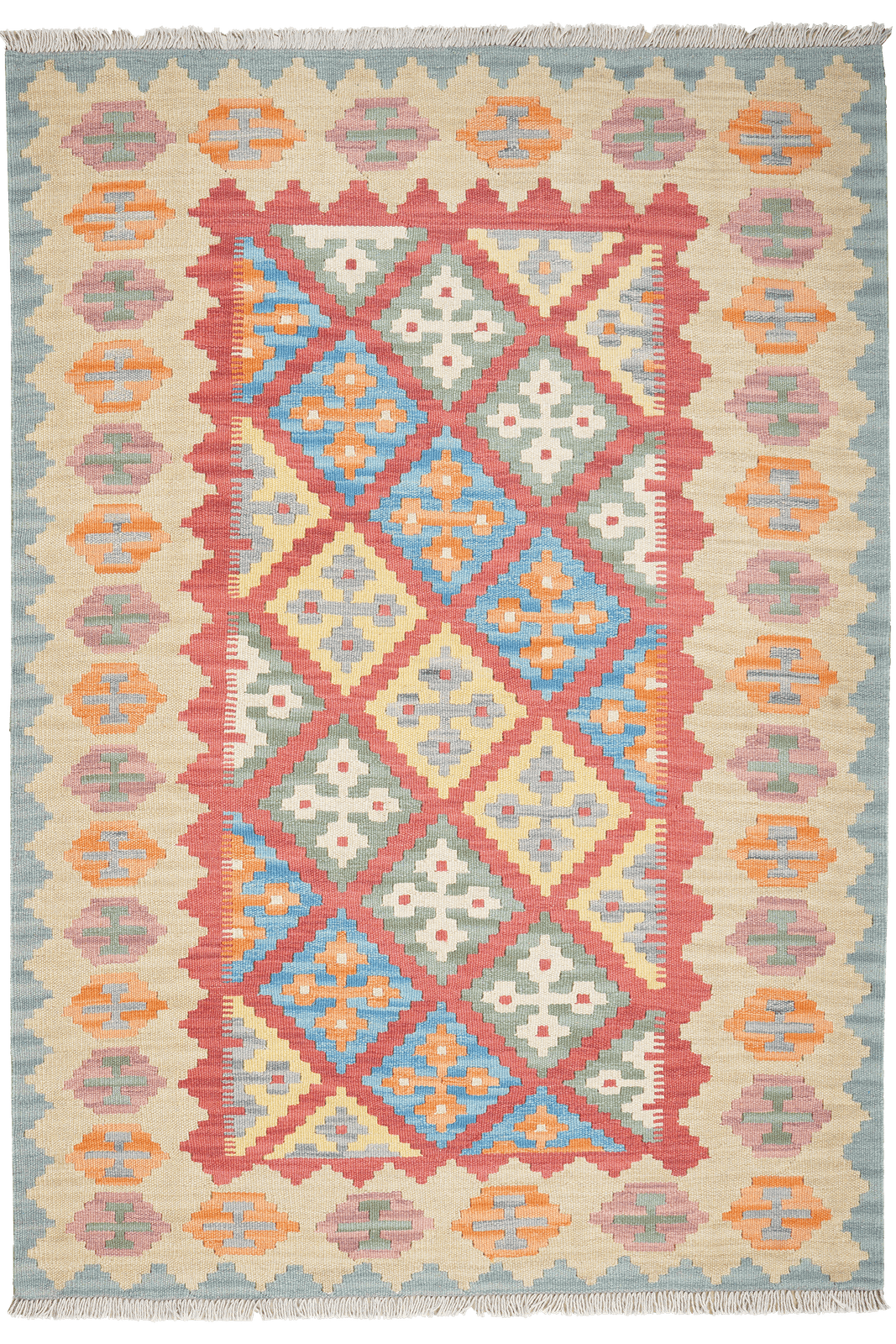 Kelim Gashgai — Handmade, 127x181 cm, Red, 100% Virgin Wool | Main view