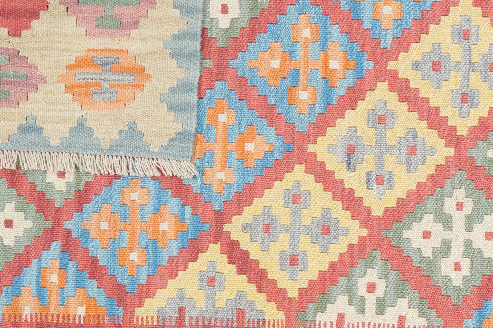 Kelim Gashgai — Handmade, 127x181 cm, Red, 100% Virgin Wool | View 6