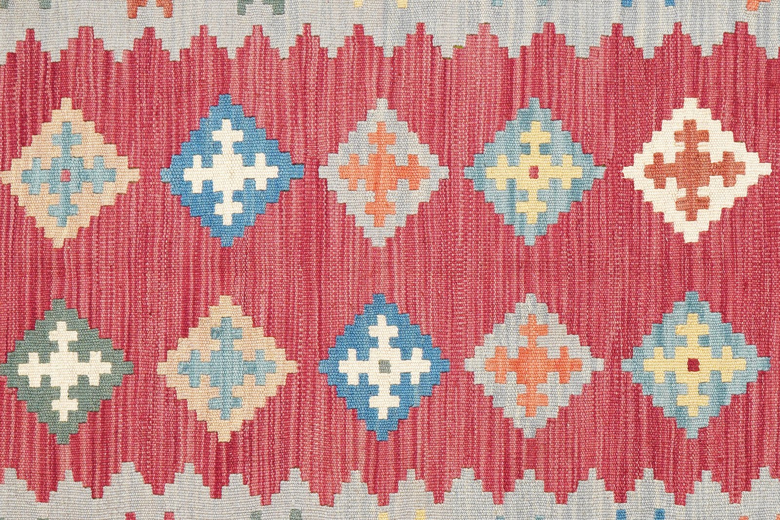 Kelim Gashgai — Handmade, 126x180 cm, Red, 100% Virgin Wool | View 5