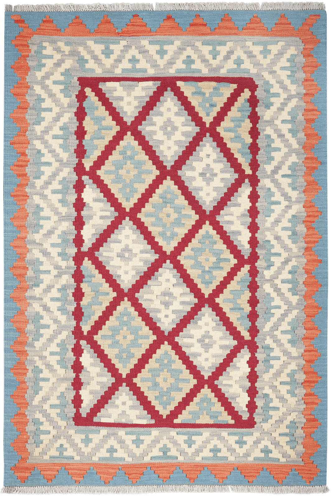 Kelim Gashgai — Handmade, 125x183 cm, Red, 100% Virgin Wool | Main view