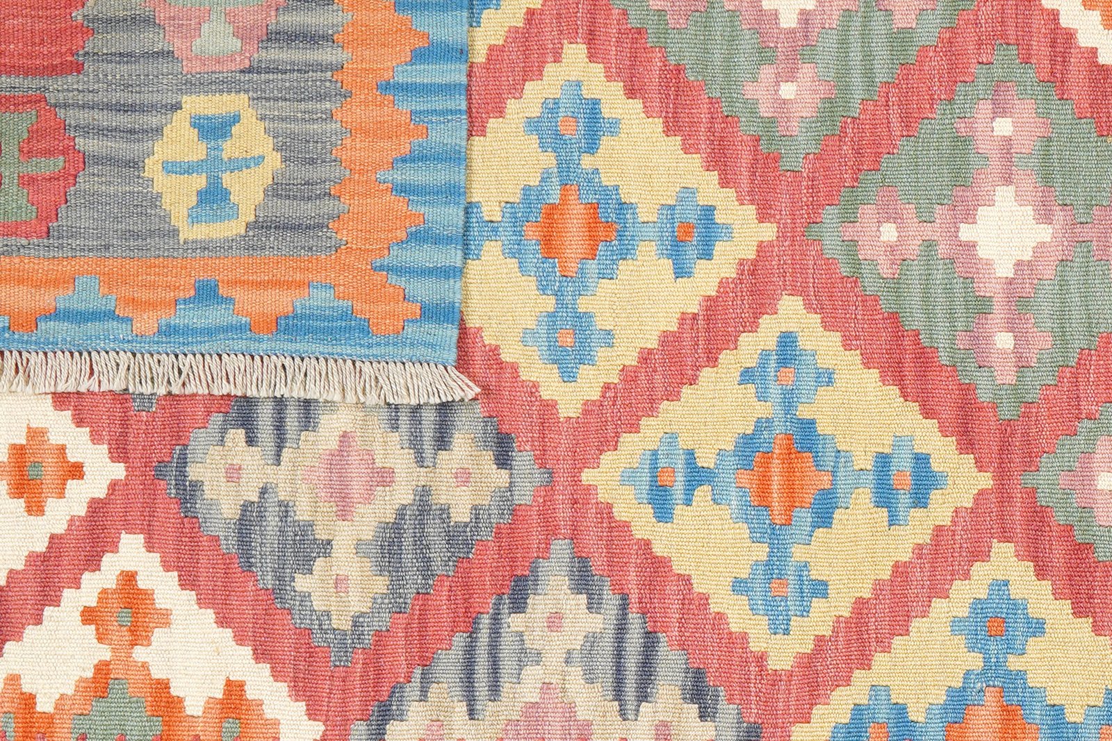 Kelim Gashgai — Handmade, 129x180 cm, Red, 100% Virgin Wool | View 6