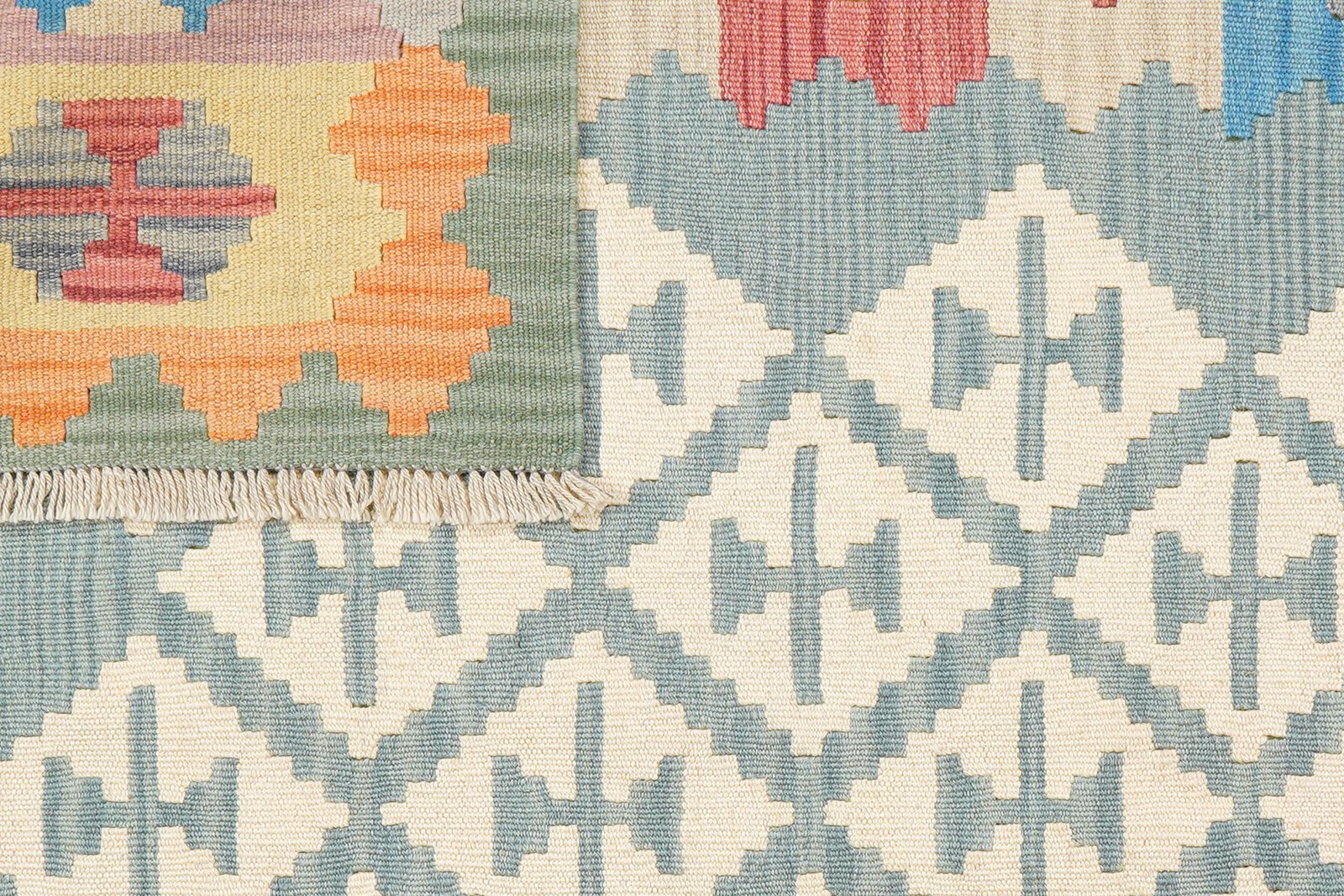 Kelim Gashgai — Handmade, 162x152 cm, Green, 100% Virgin Wool | View 6