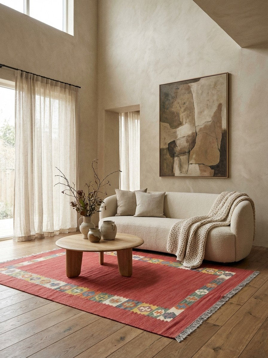 Kelim Gashgai — Handgefertigt, 204x163 cm, Bunt, 100% Virgin Wool | Detail view