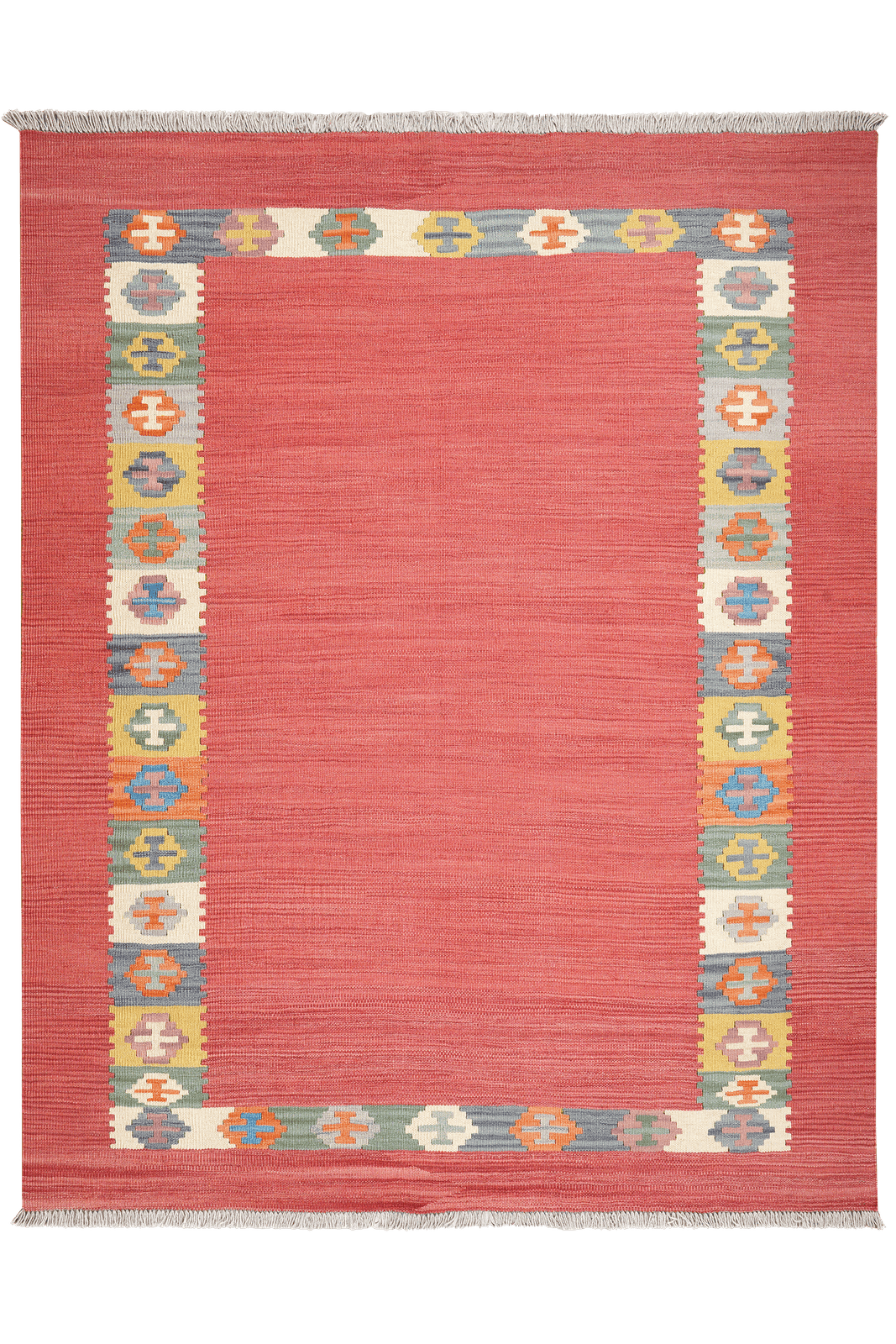 Kelim Gashgai — Handmade, 163x204 cm, Red, 100% Virgin Wool | Main view