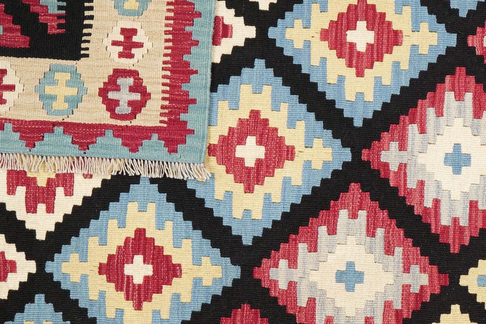 Kelim Gashgai — Handmade, 157x204 cm, Black, 100% Virgin Wool | View 6