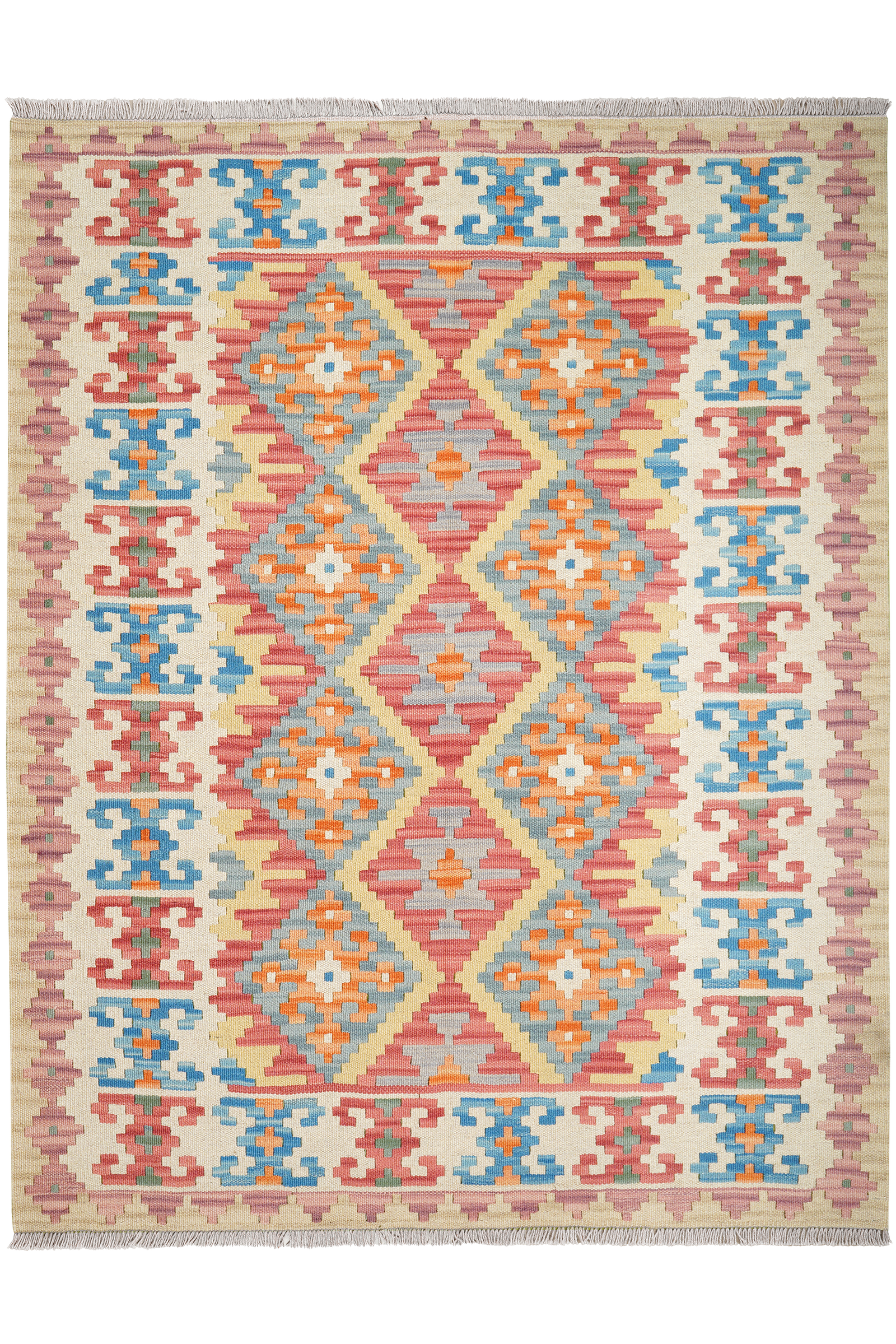 Kelim Gashgai — Handgefertigt, 196x157 cm, Bunt, 100% Virgin Wool | Main view